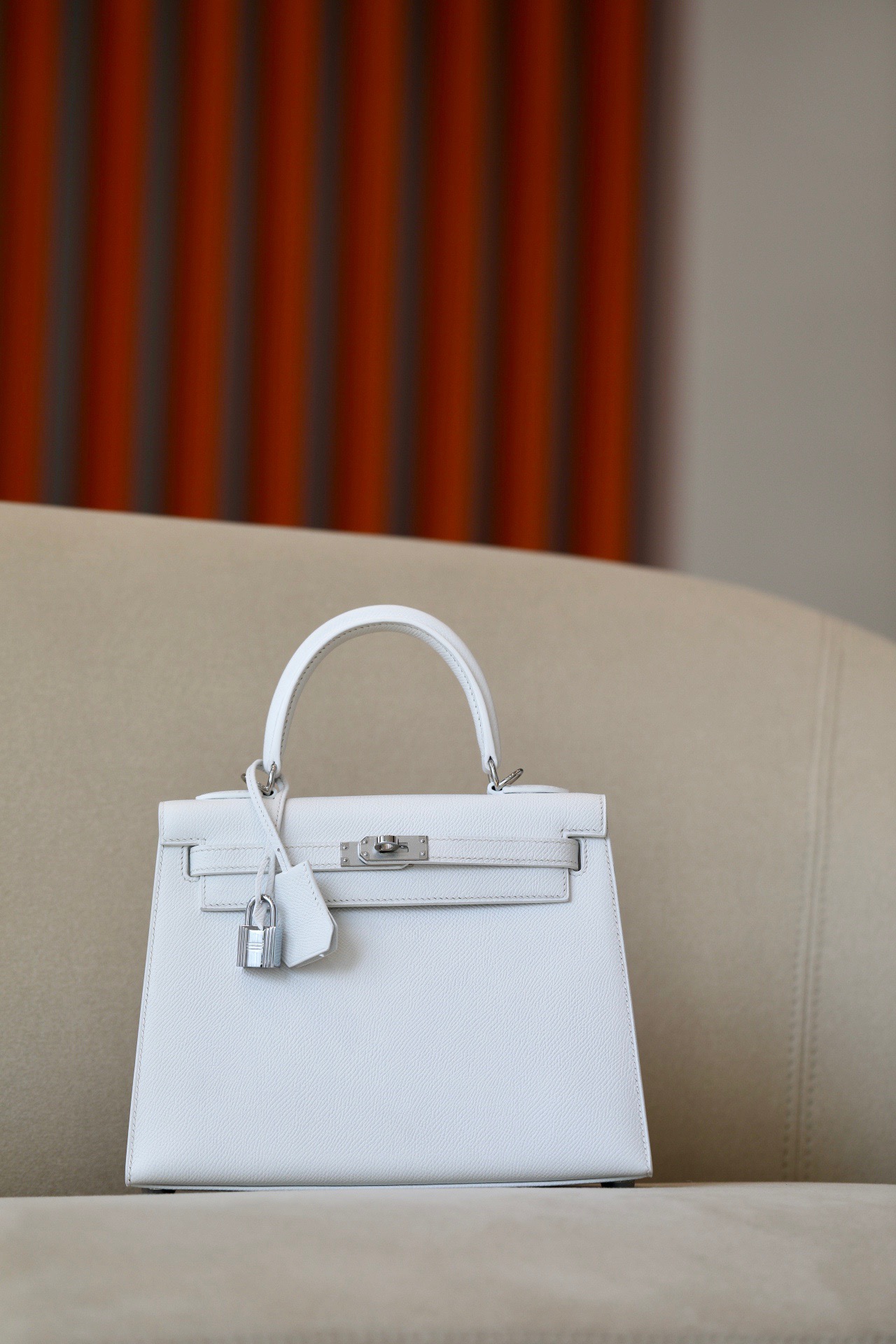 Hermes Kelly #01 Blanc 25-28cm Epsom Sellier