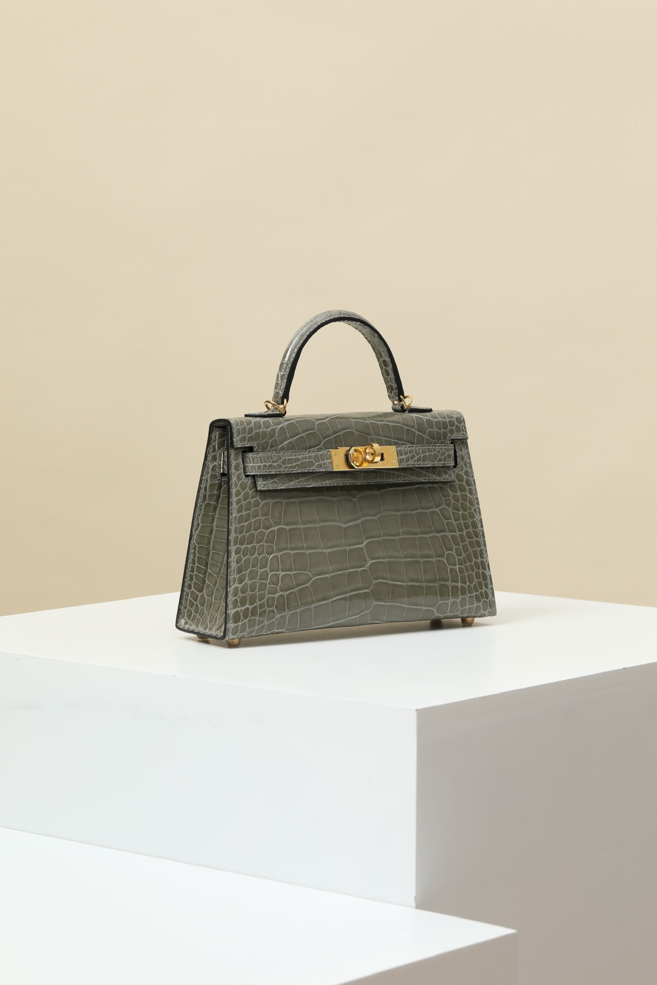 Crocodile skin Mini Kelly #81 Rris Tourterelle