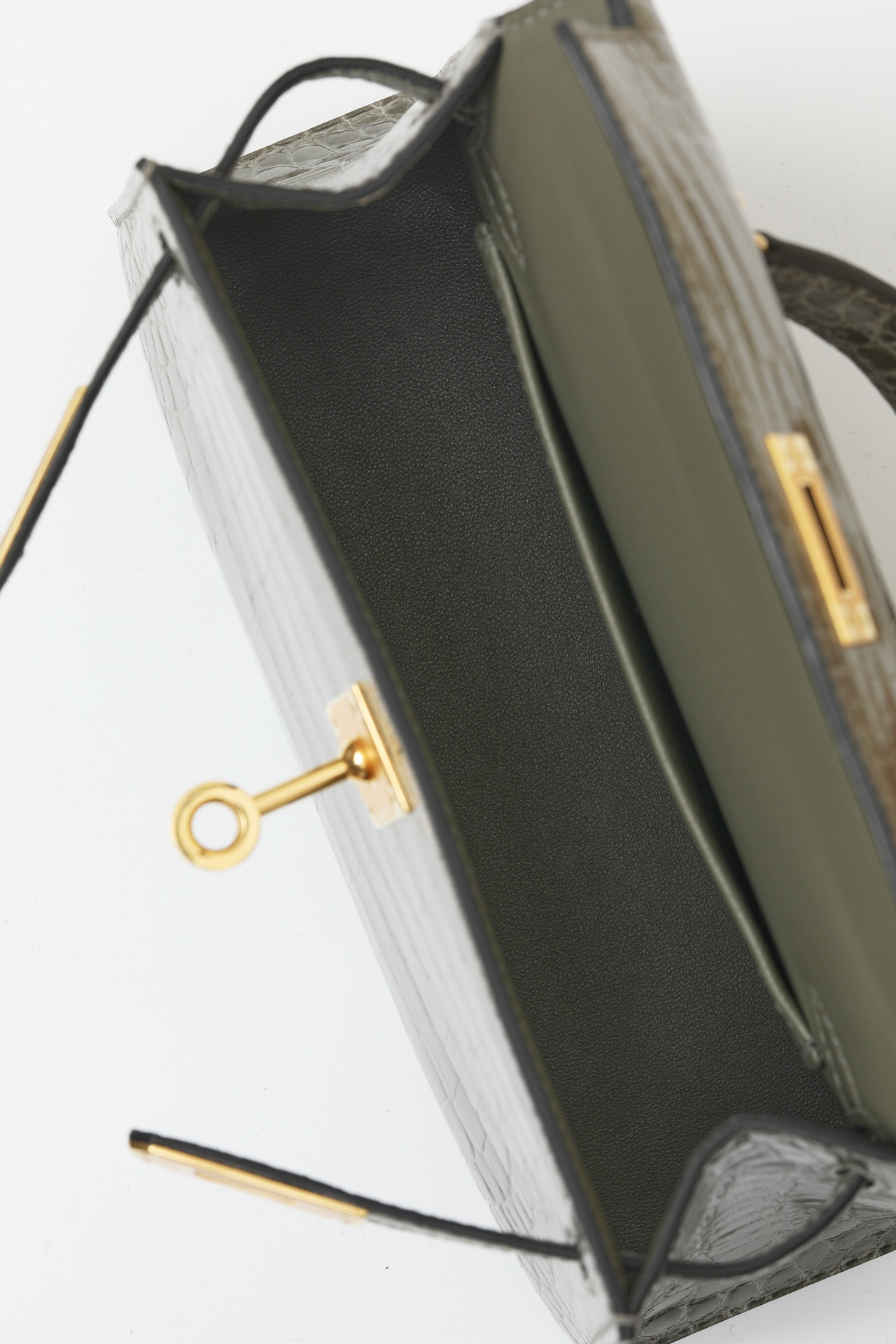 Crocodile skin Mini Kelly #81 Rris Tourterelle