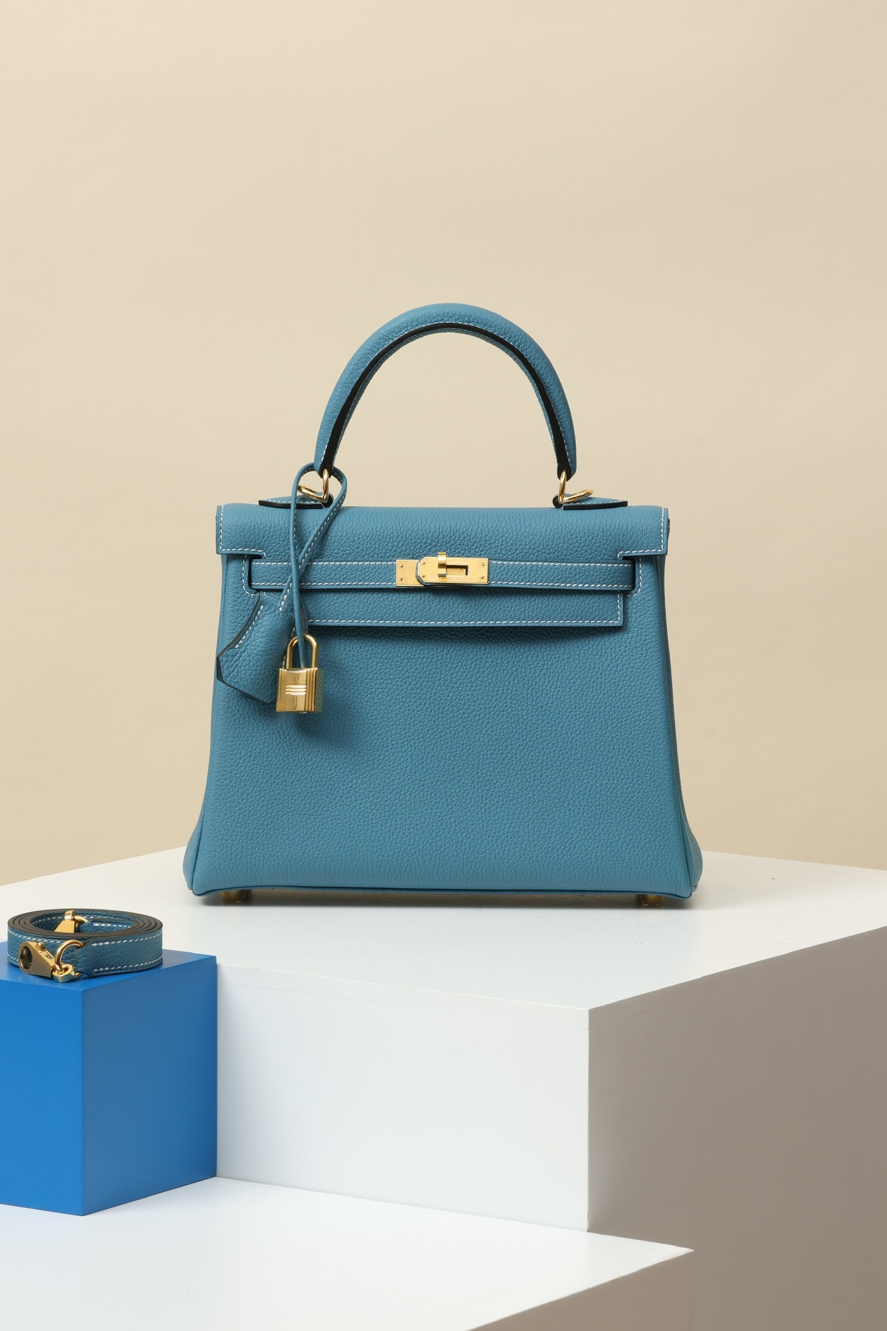 Hermes Kelly #75 Blue Jean 25-32cm Togo