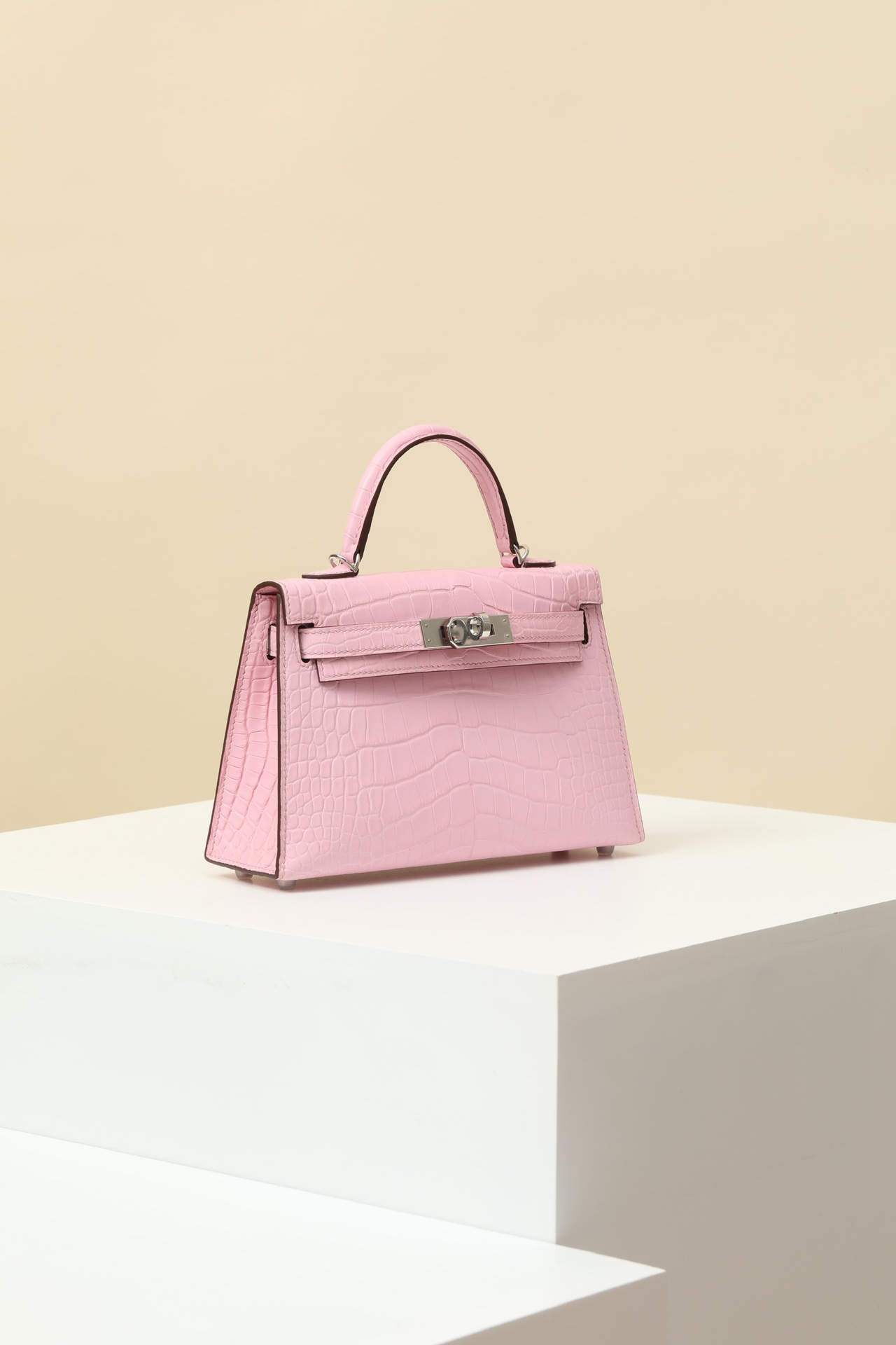 Crocodile skin Mini Kelly #5P Pink