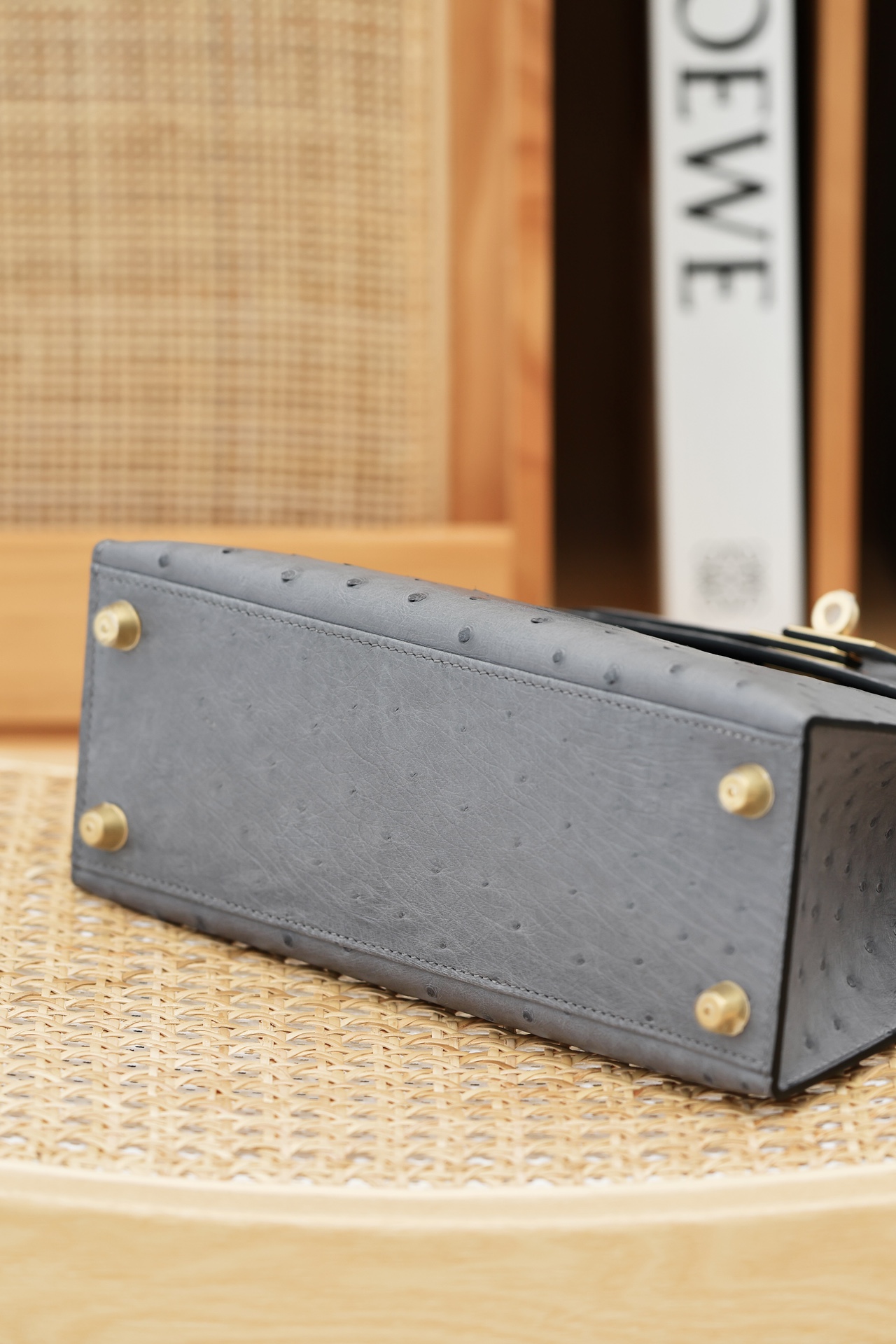 Hermes Kelly #82 Girs agate Ostrich 25-28cm