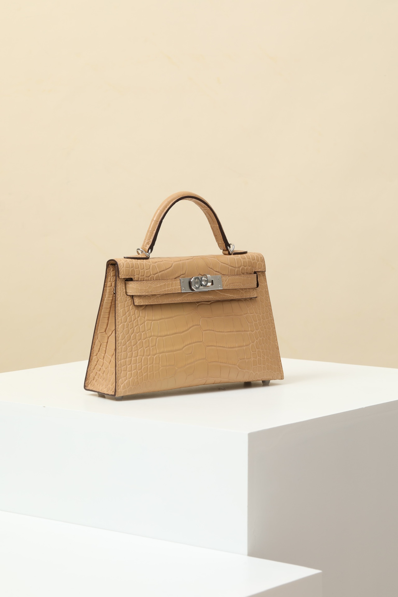 Crocodile skin Mini Kelly #0M Chai