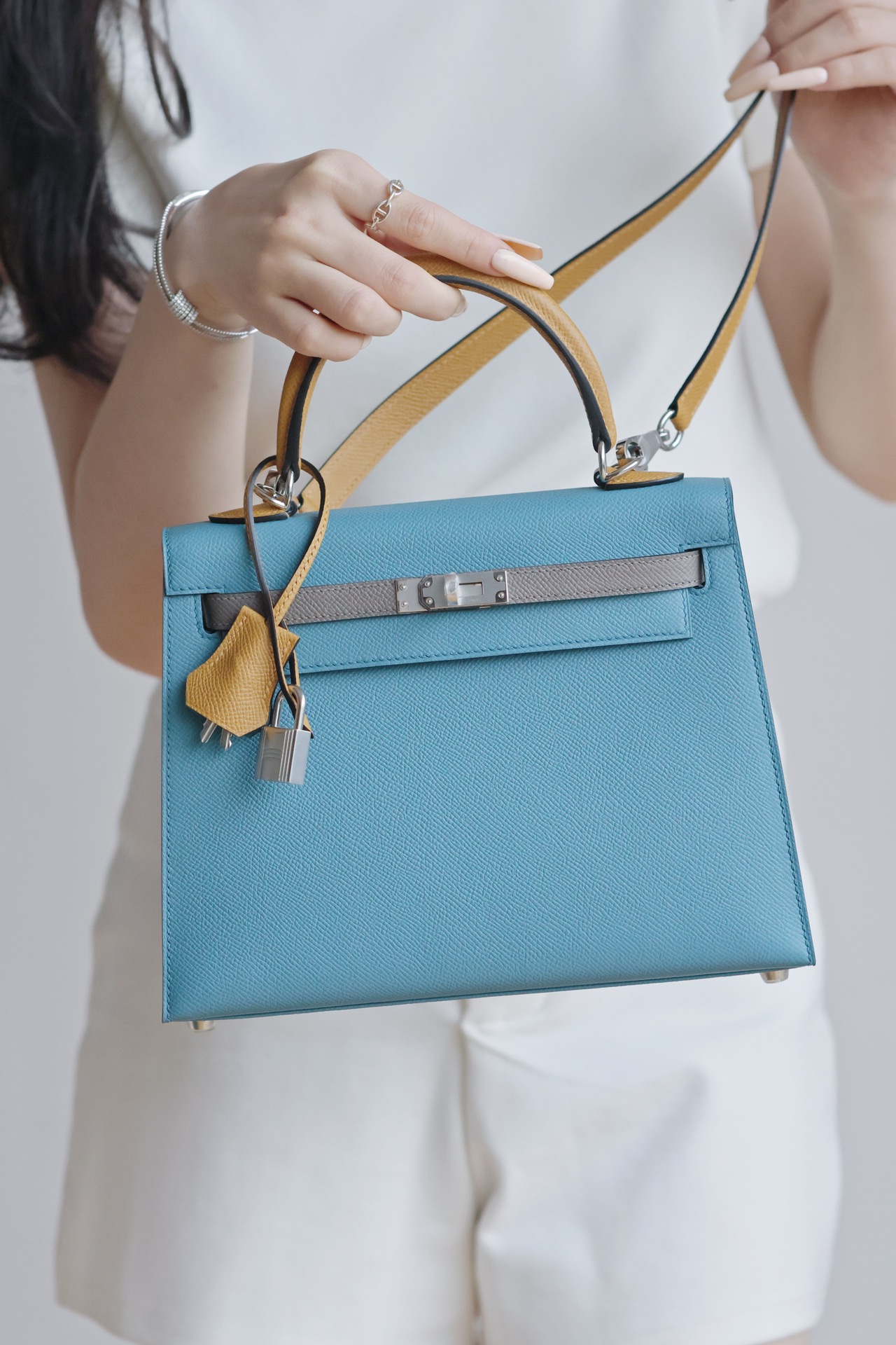 Hermes Kelly Color blocking  25-28cm Epsom Sellier