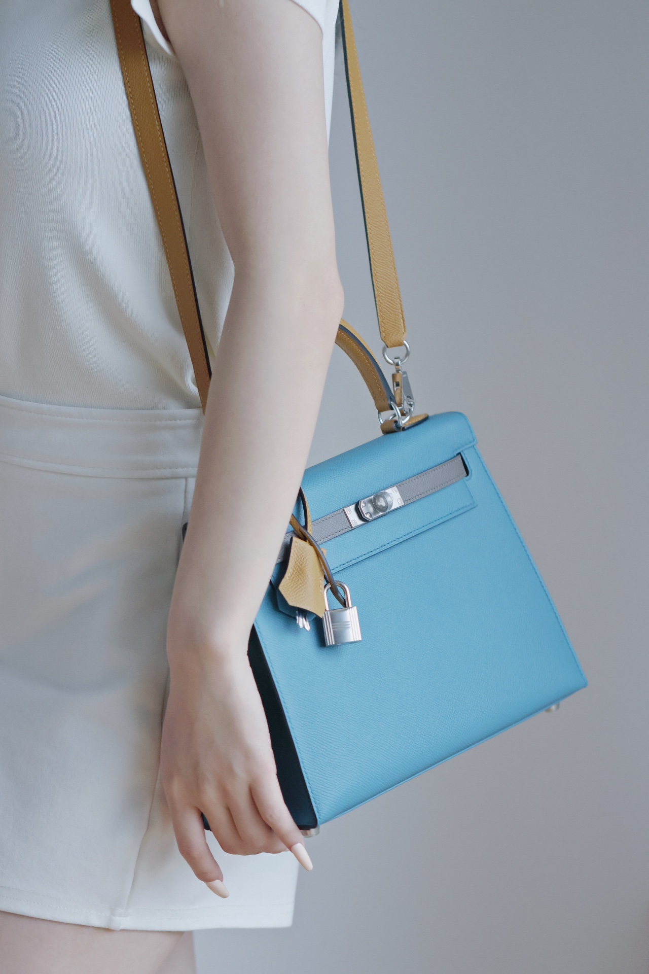 Hermes Kelly Color blocking  25-28cm Epsom Sellier