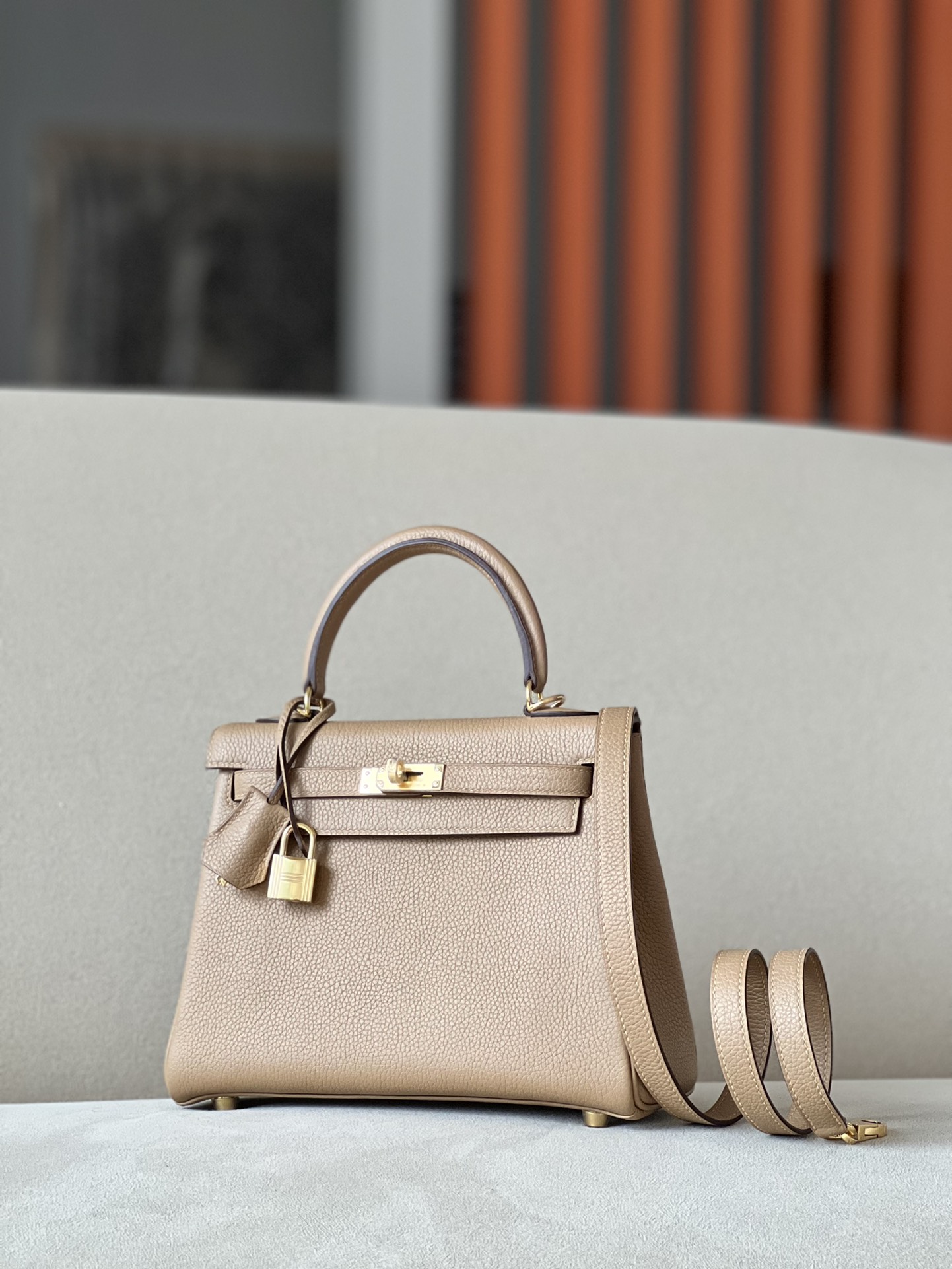 Hermes Kelly #0M Chai 25-32cm Togo