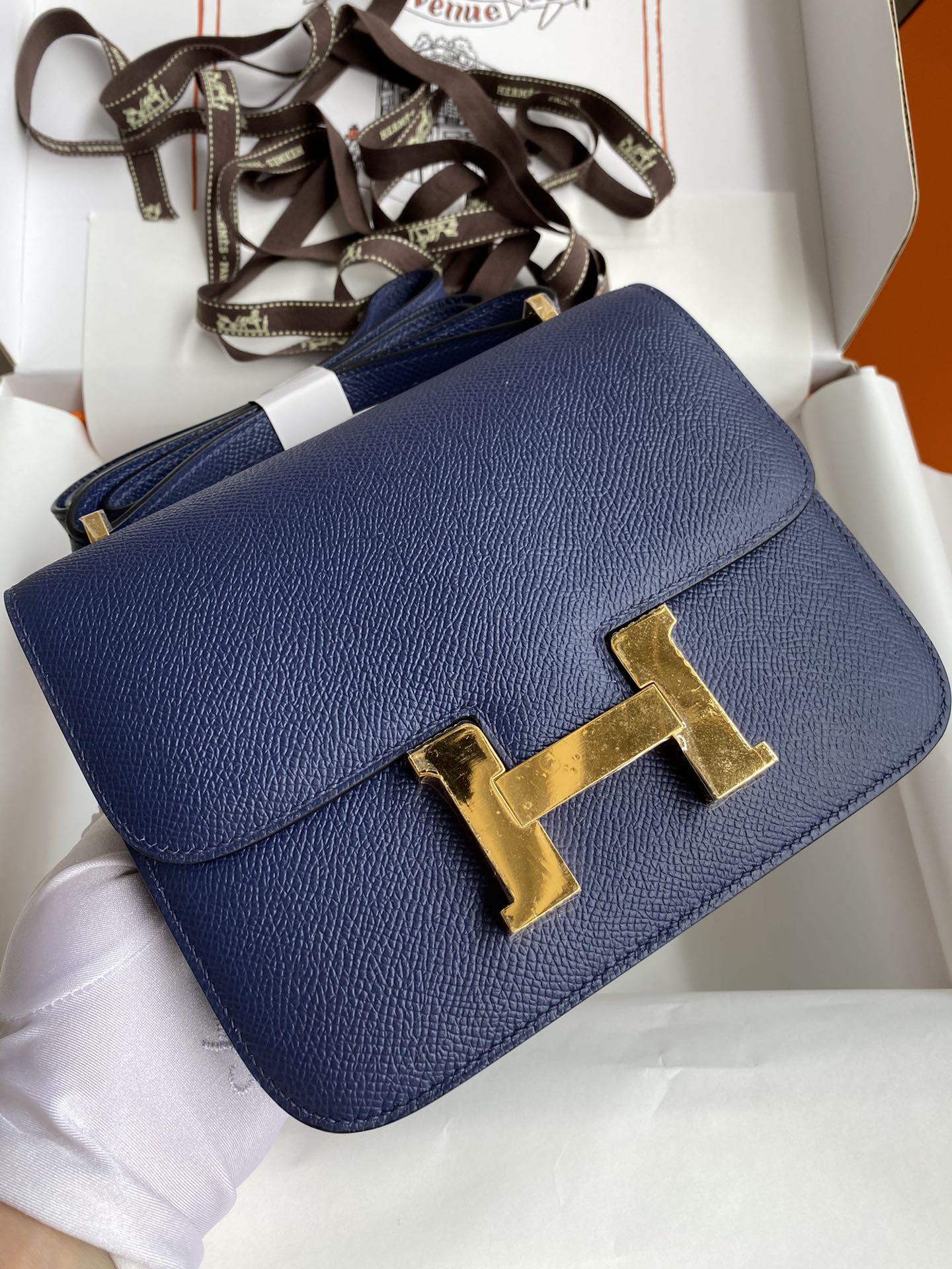 Hermes Constance #73 Blue Sapphire 19-24cm Epsom