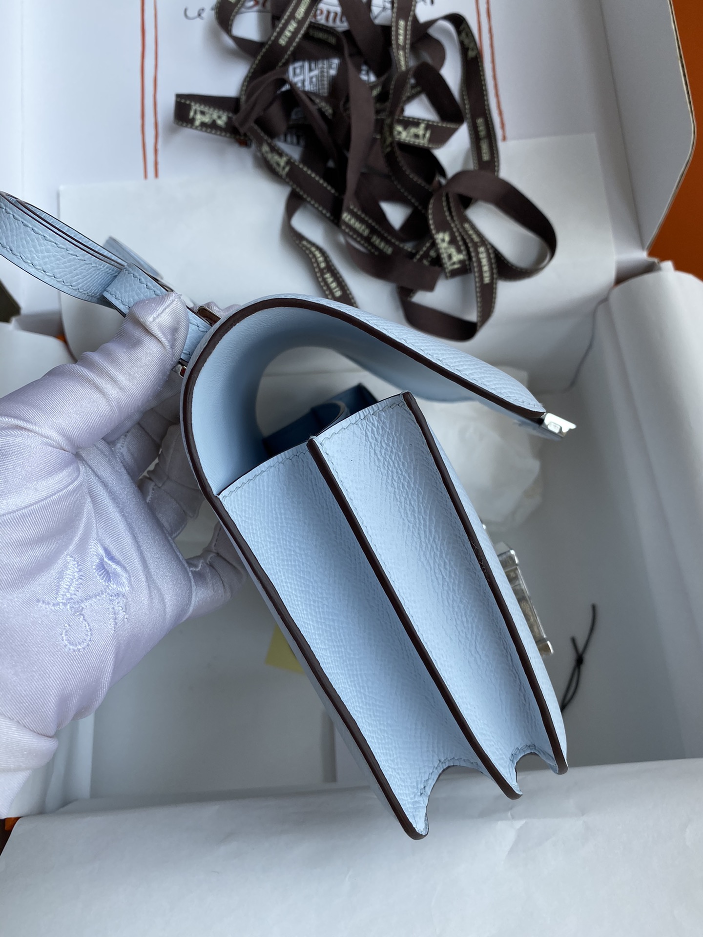 Hermes Constance #T0 Blue Brume 19-24cm Epsom