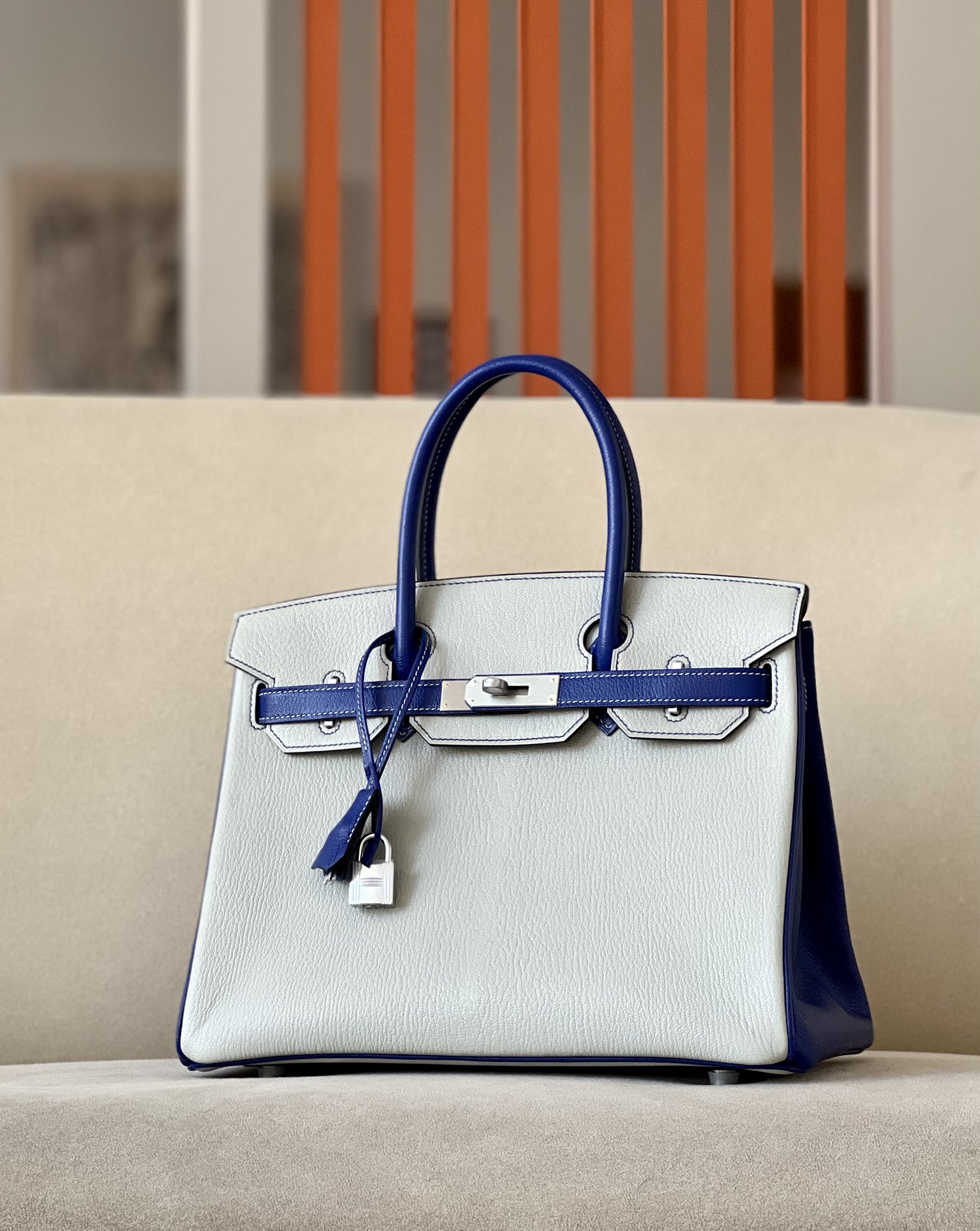 Hermes Birkin  Color blocking 25-35cm Goatskin
