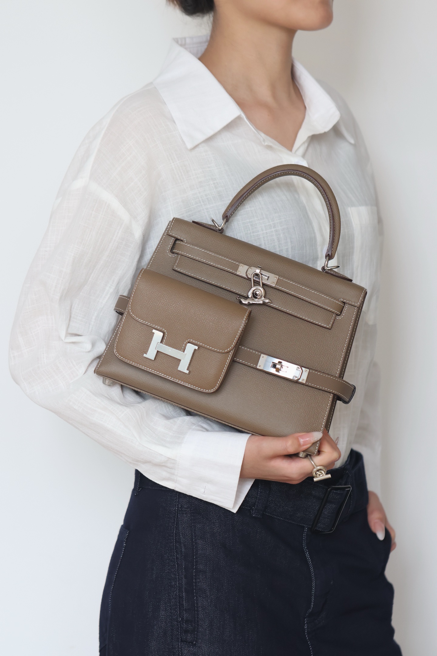 Hermes Kelly #18 Etoupe  25cm Epsom Sellier