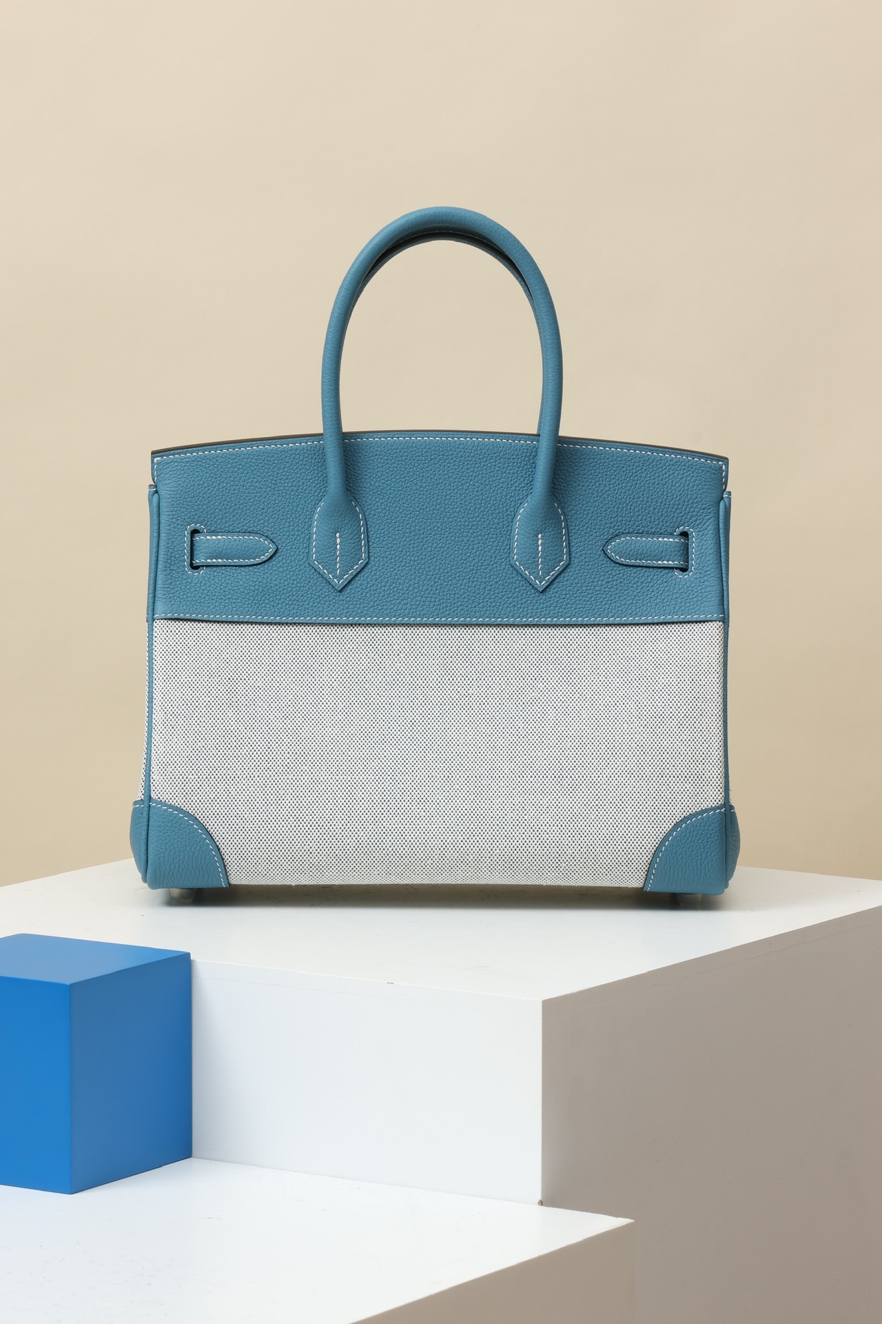 Hermes Canvas with Swift leather #75 Blue Jean 30cm