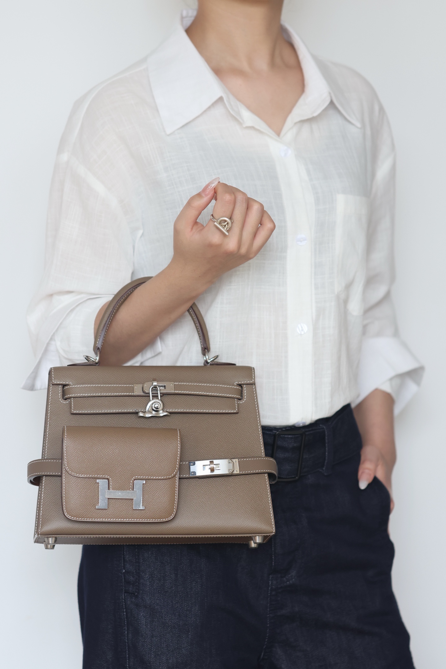 Hermes Kelly #18 Etoupe  25cm Epsom Sellier