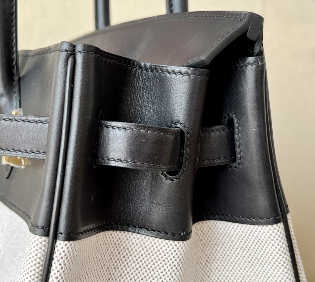 Hermes Canvas with Barenia leather #89 Nolr 30cm