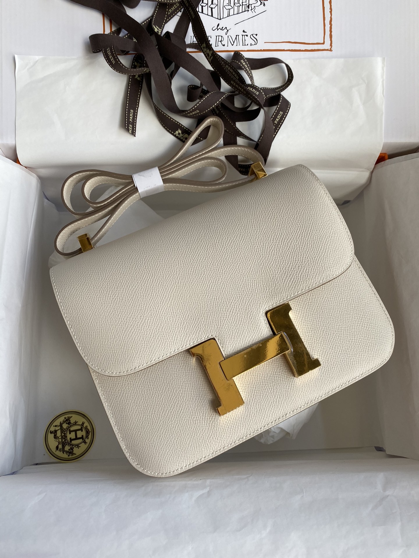 Hermes Constance #10 Craie 19-24cm Epsom