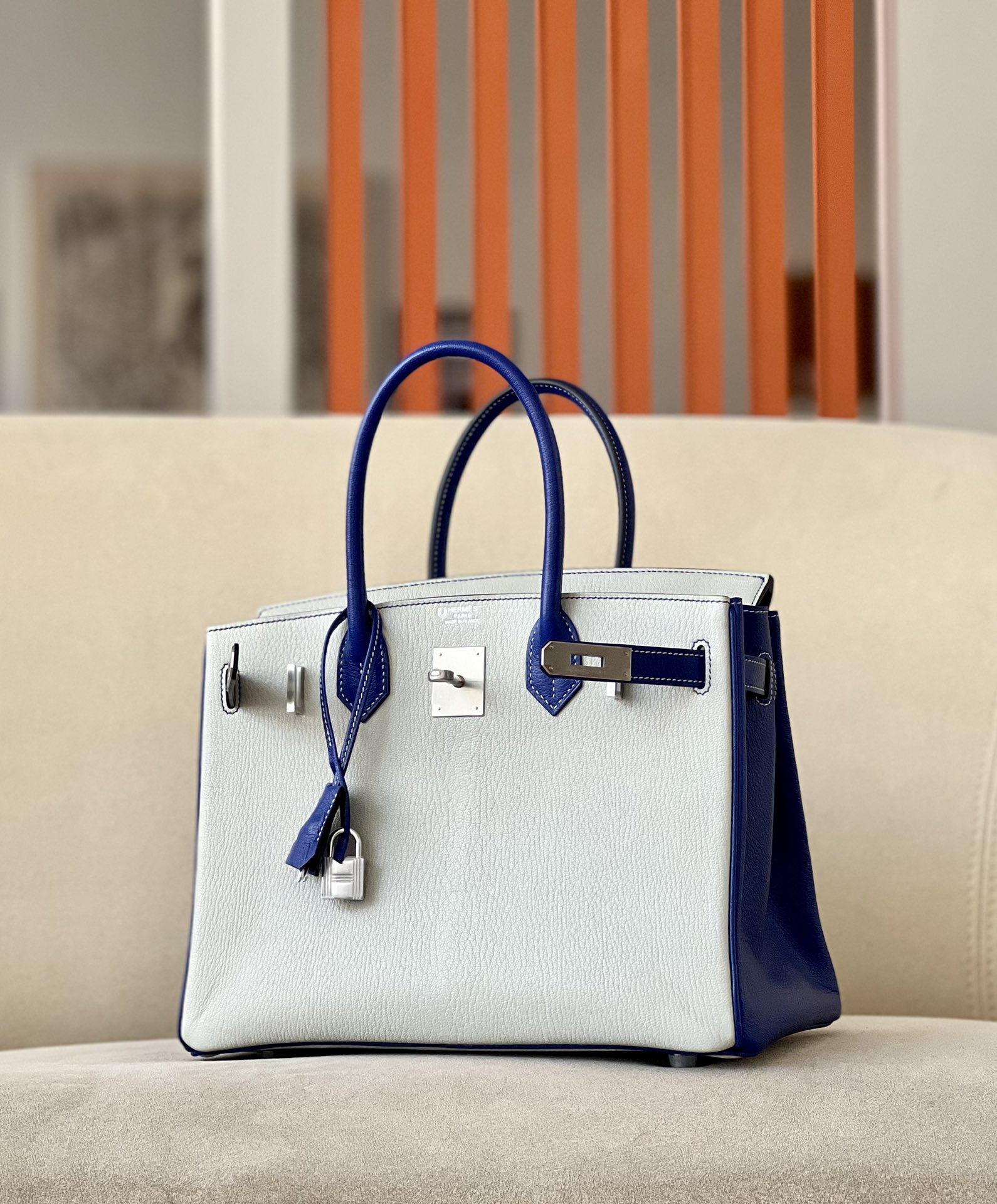 Hermes Birkin  Color blocking 25-35cm Goatskin