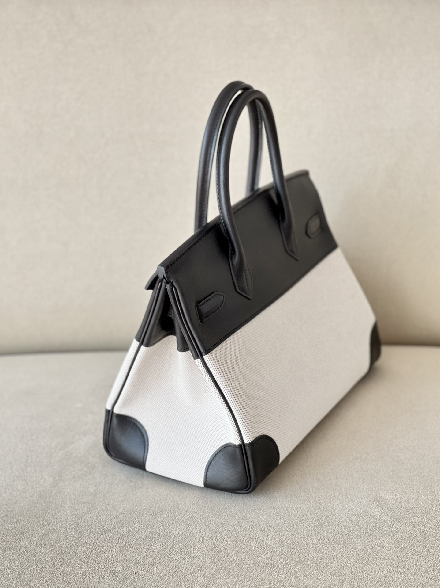 Hermes Canvas with Barenia leather #89 Nolr 30cm