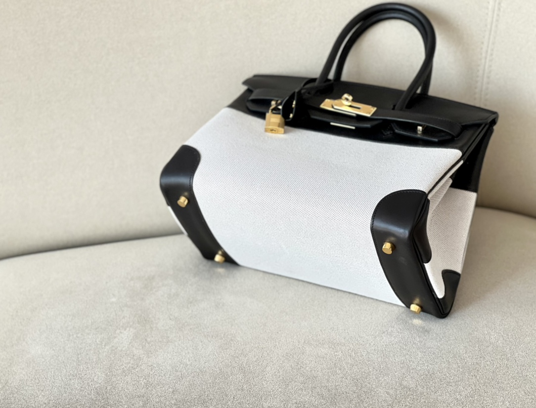 Hermes Canvas with Barenia leather #89 Nolr 30cm