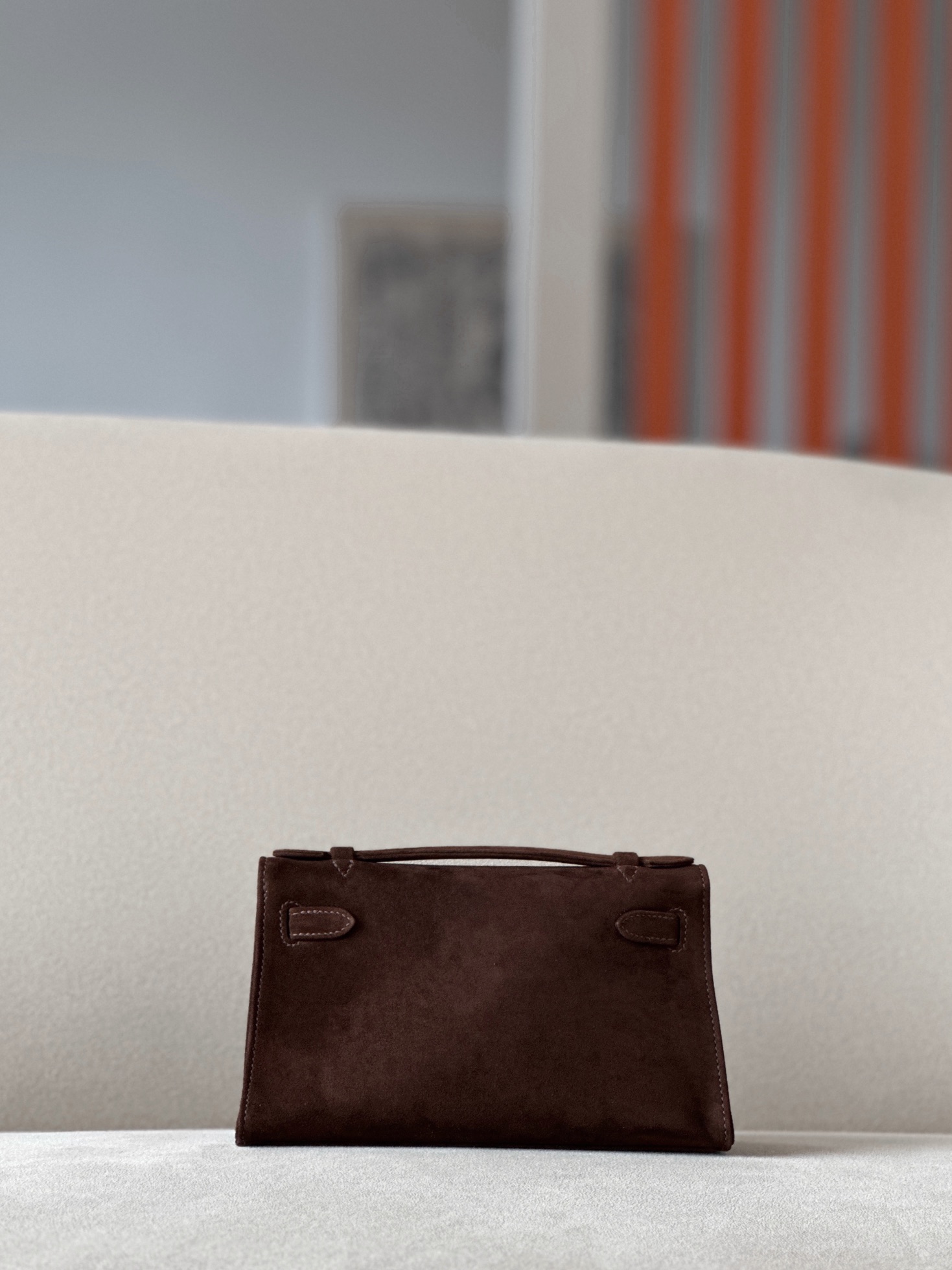 Hermes Kelly #47 Chocolate 22cm Doblis Suede