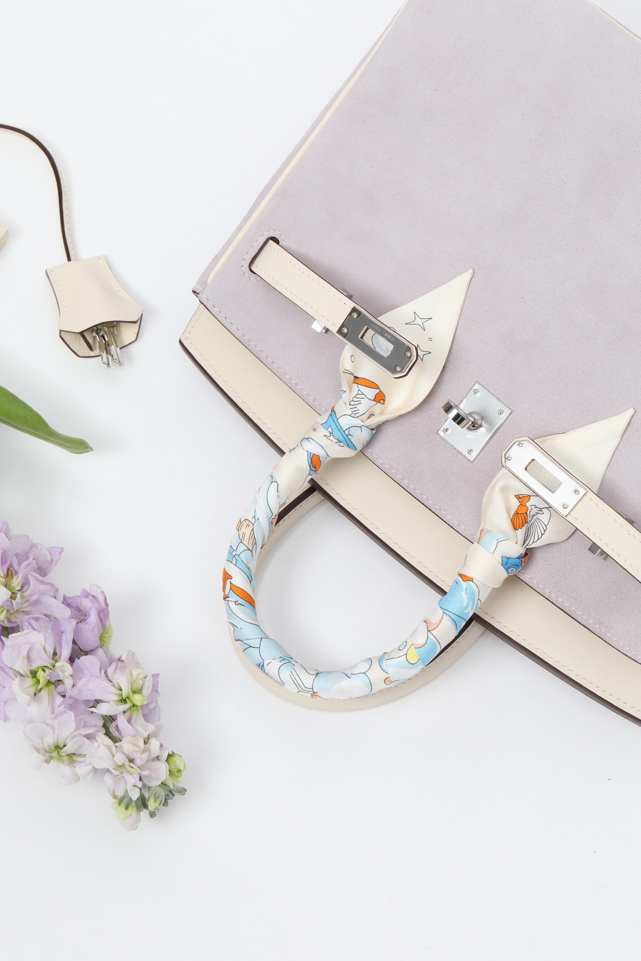 Hermes Birkin #4W Glycine 25-35cm Suede with Swift