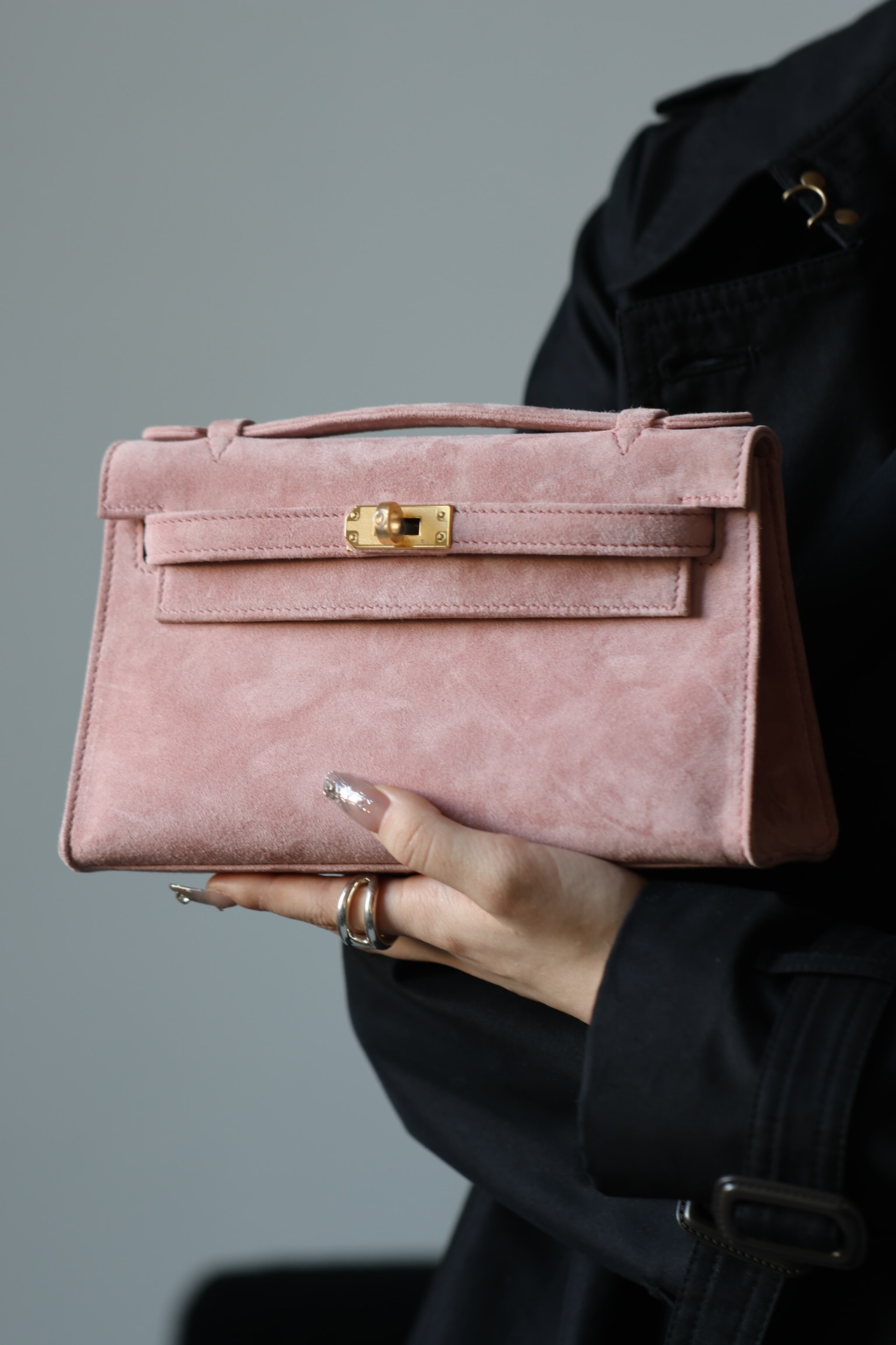 Hermes Kelly #G5 Bois de rose 22cm Doblis Suede