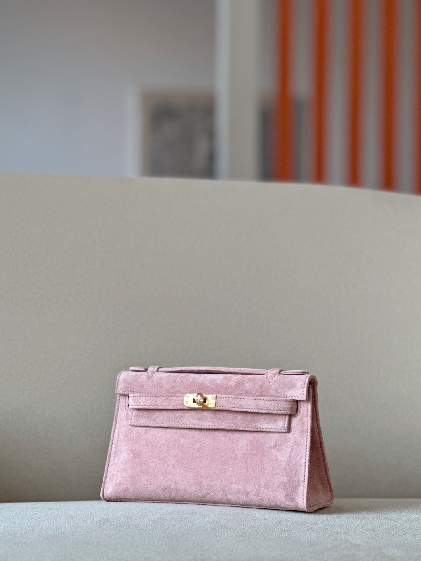 Hermes Kelly #G5 Bois de rose 22cm Doblis Suede
