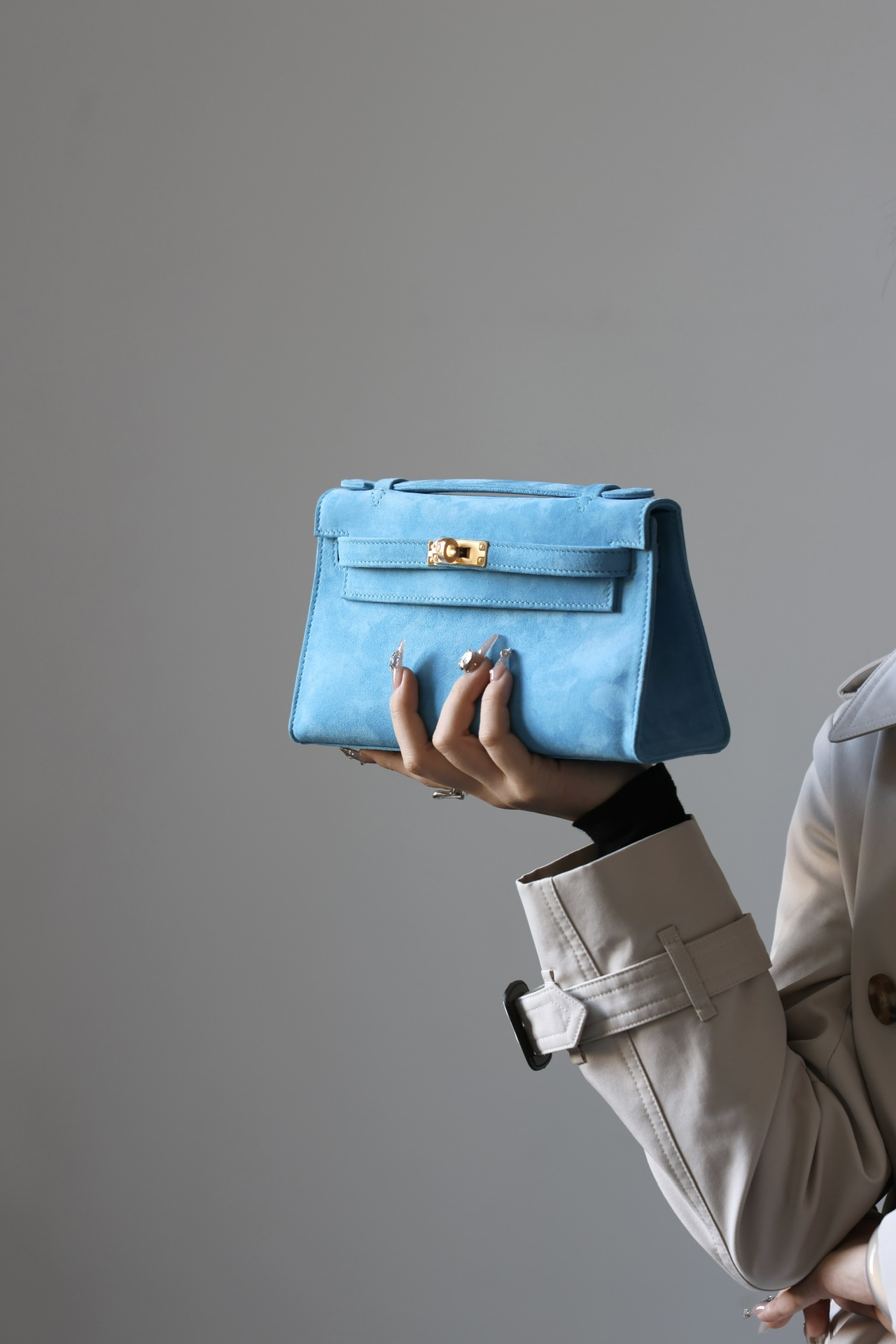 Hermes Kelly #7B Turquoise 22cm Doblis Suede