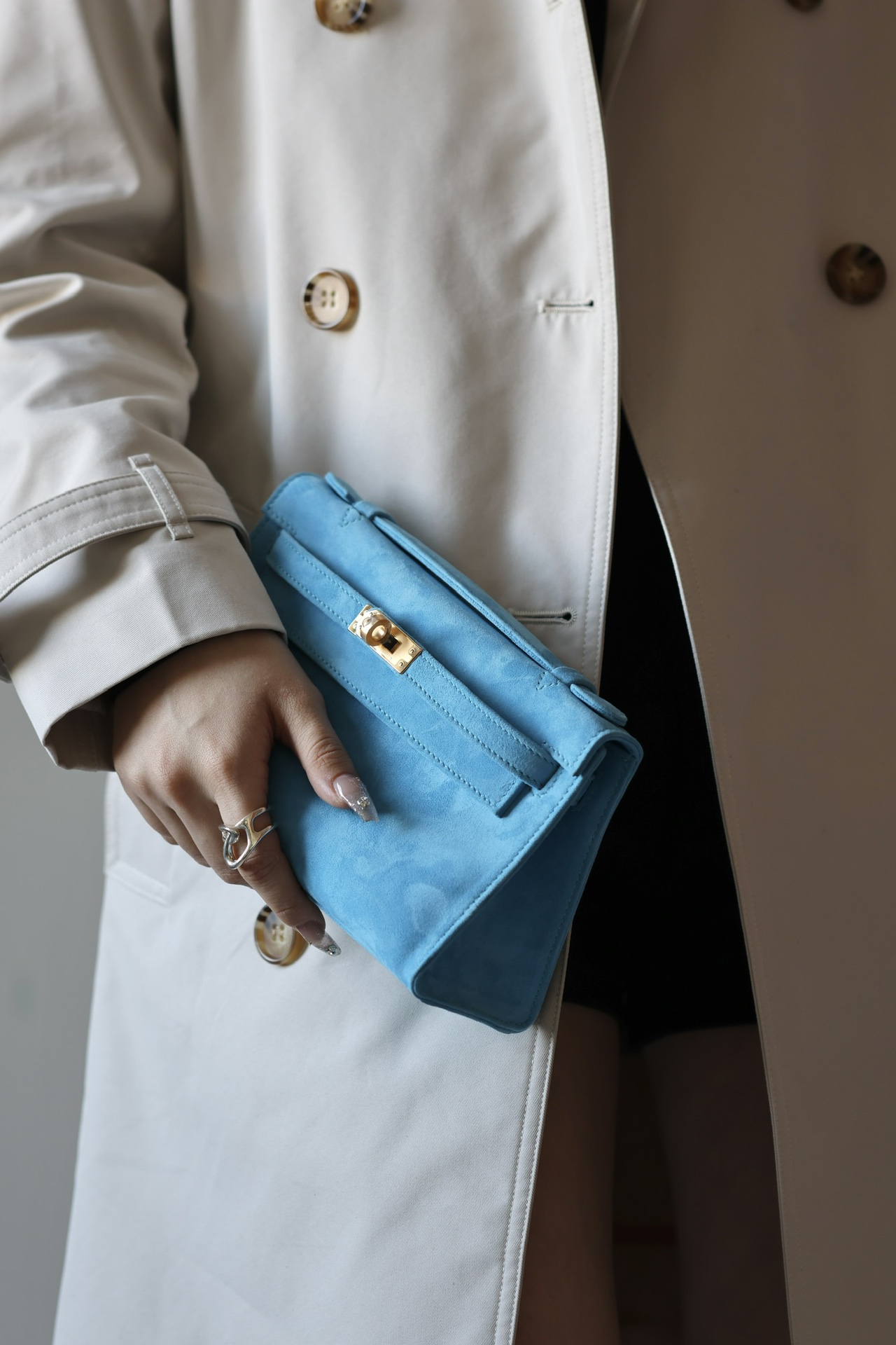 Hermes Kelly #7B Turquoise 22cm Doblis Suede