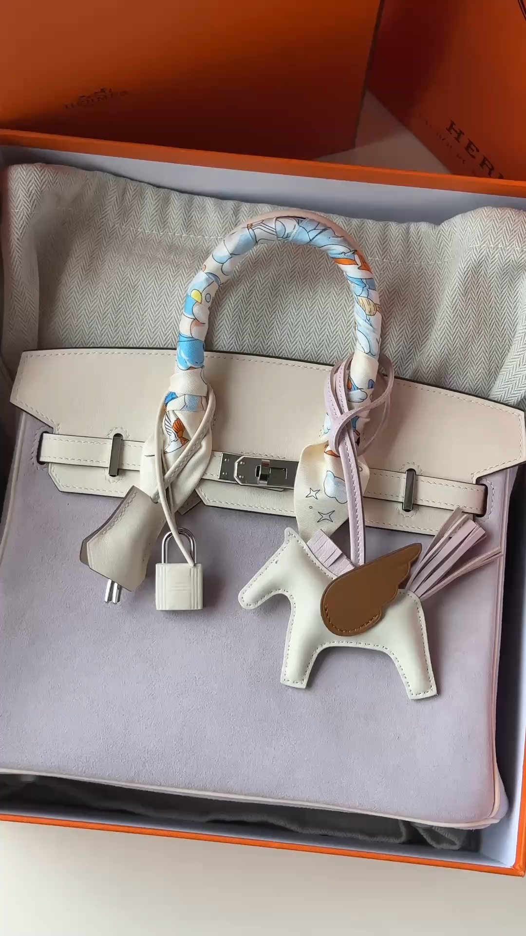 Hermes Birkin #4W Glycine 25-35cm Suede with Swift