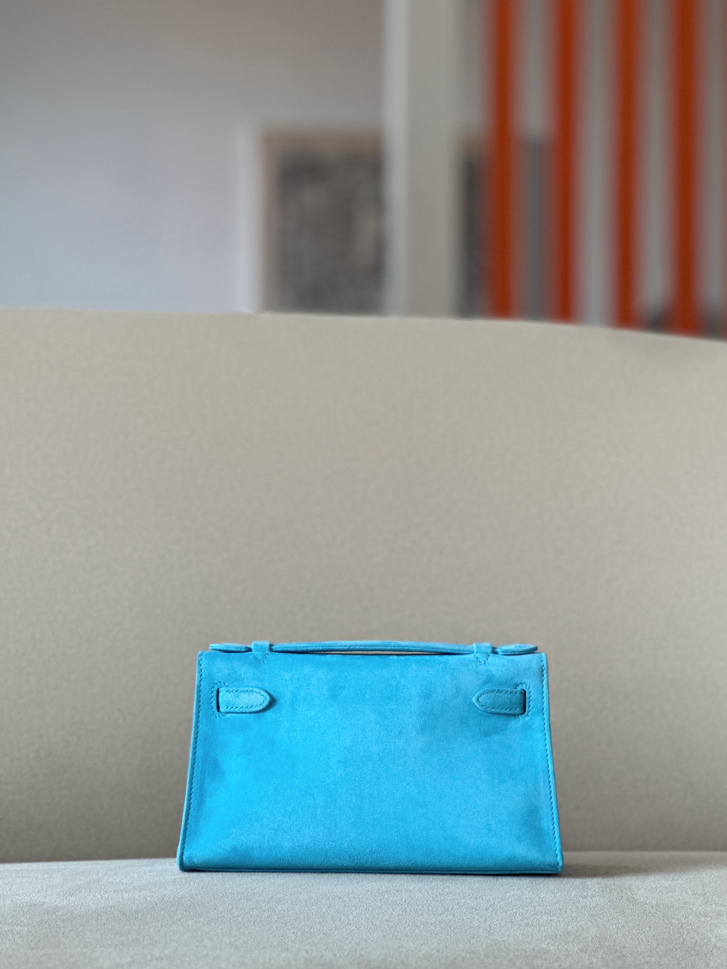Hermes Kelly #7B Turquoise 22cm Doblis Suede