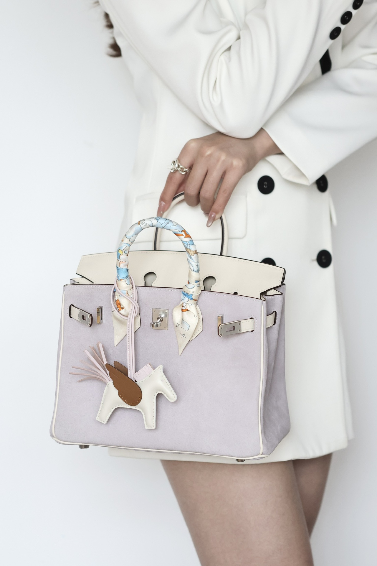 Hermes Birkin #4W Glycine 25-35cm Suede with Swift