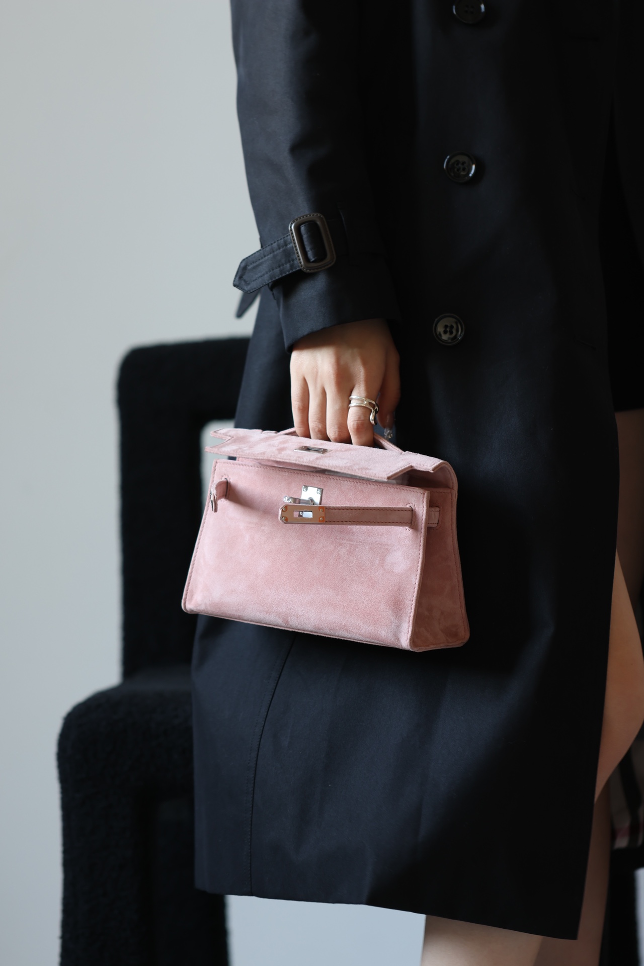 Hermes Kelly #G5 Bois de rose 22cm Doblis Suede