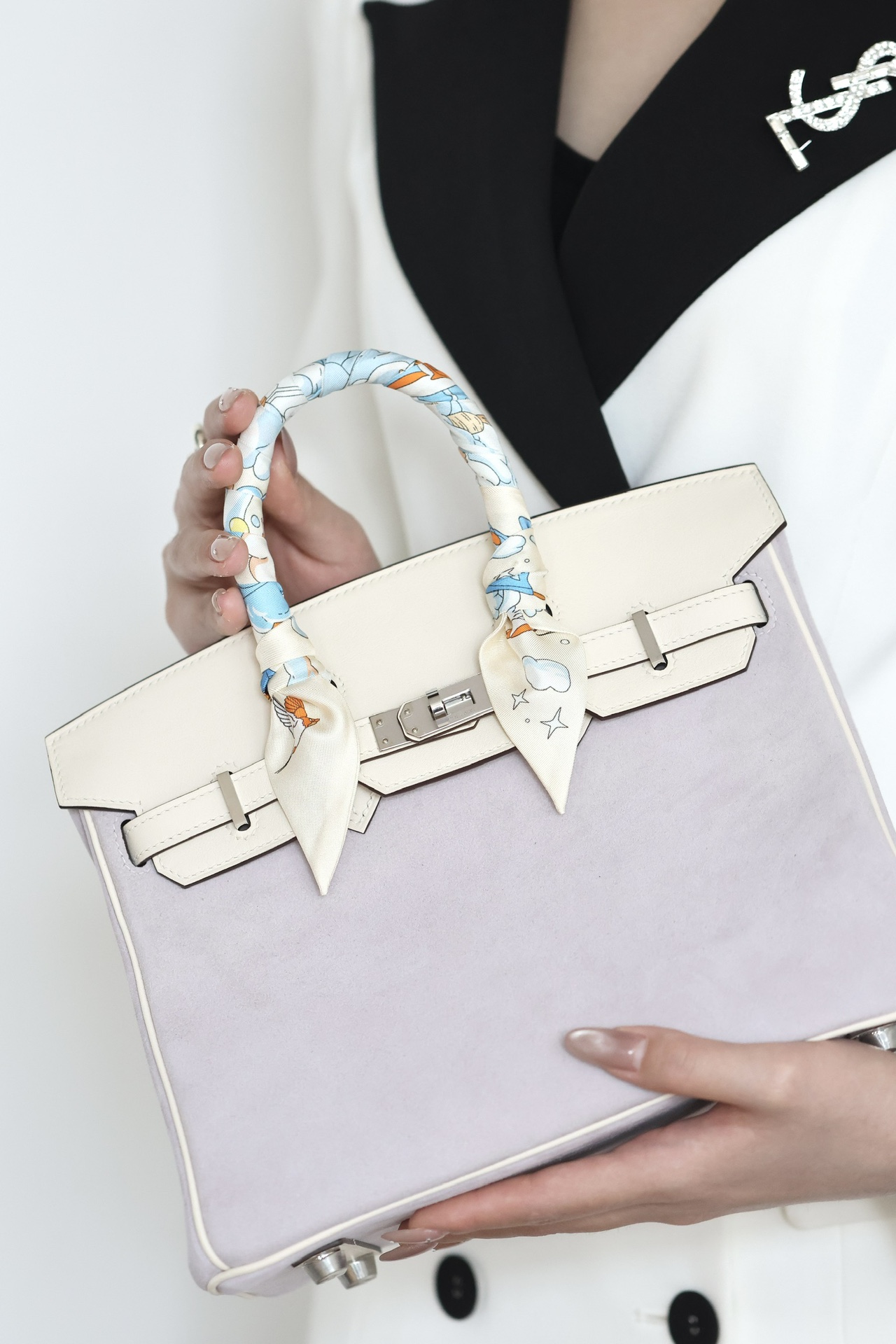 Hermes Birkin #4W Glycine 25-35cm Suede with Swift