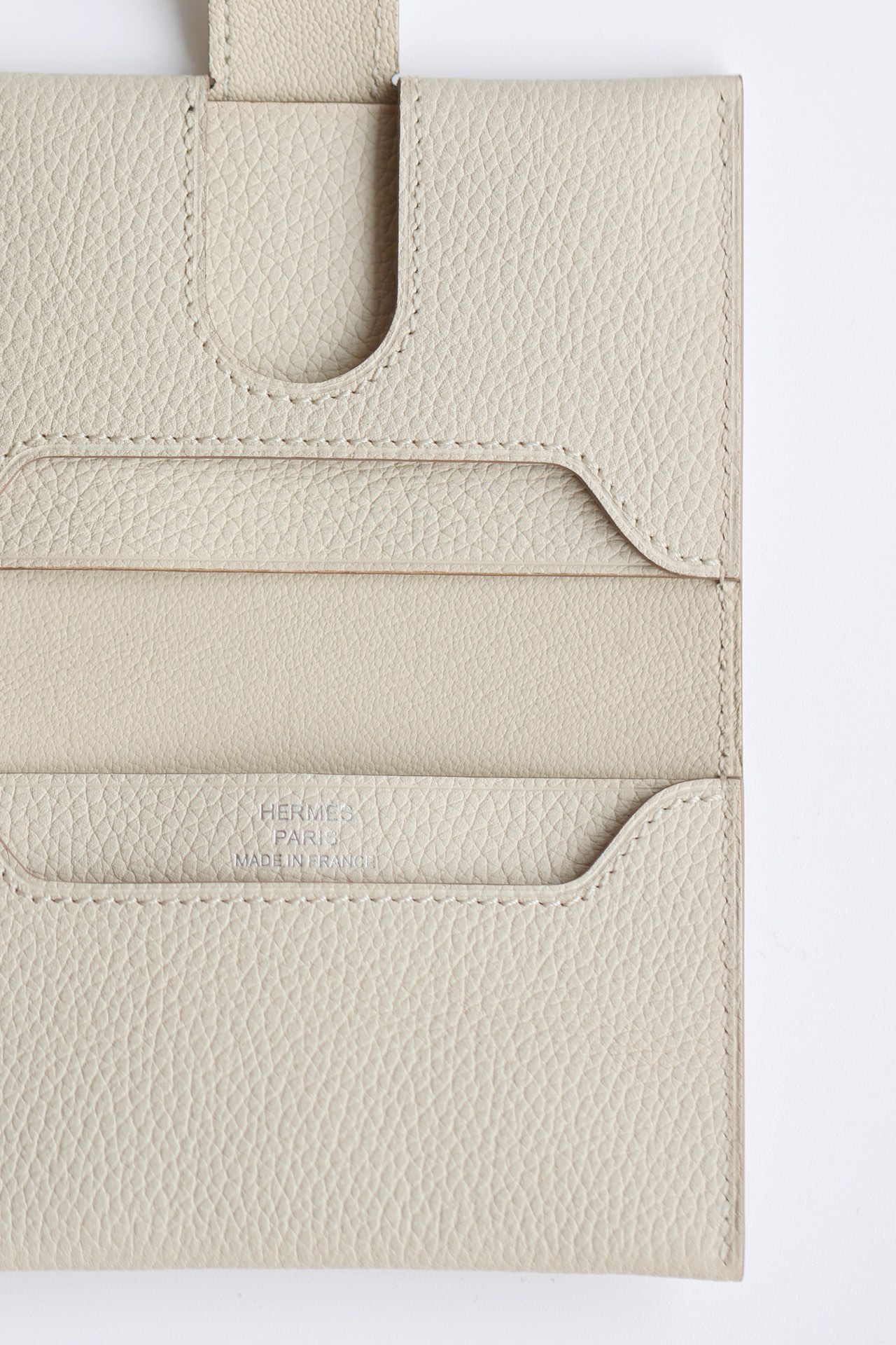 Hermes #10 Craie 10.5cm Evergrain Franc hardware Wallet