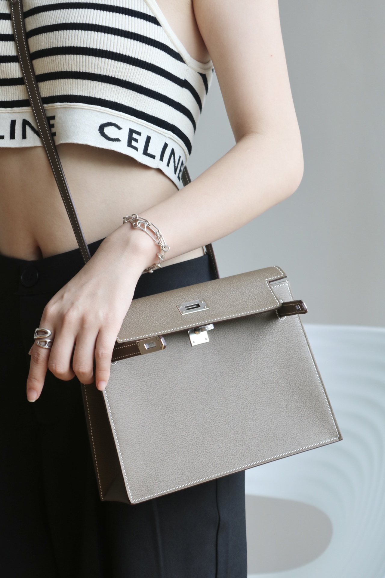 Hermes Kelly Danse #18 Etoupe 22cm Evercolor