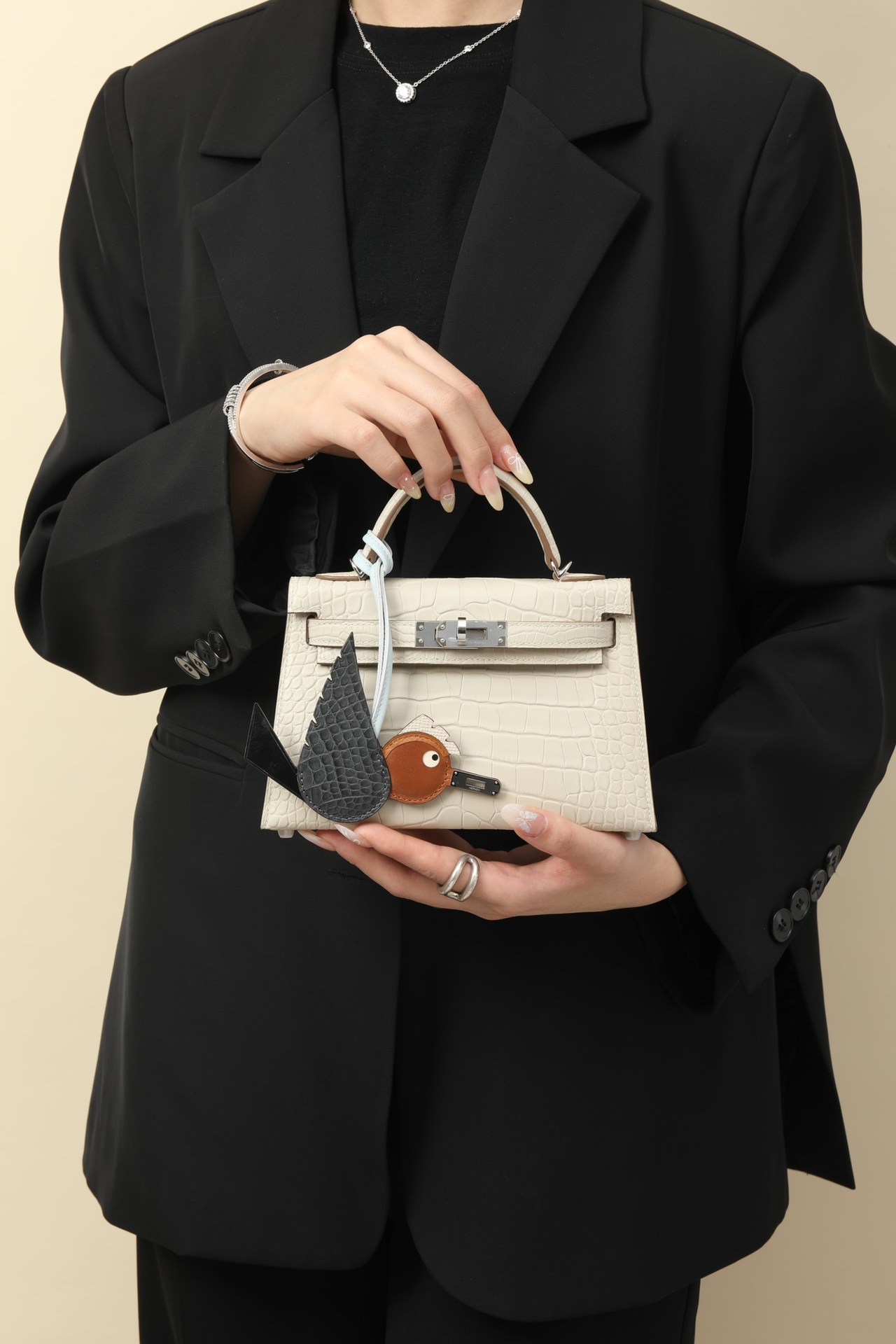 Crocodile skin Mini Kelly #8L Beton