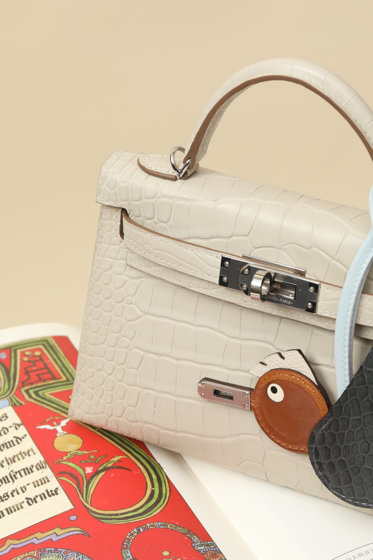 Crocodile skin Mini Kelly #8L Beton