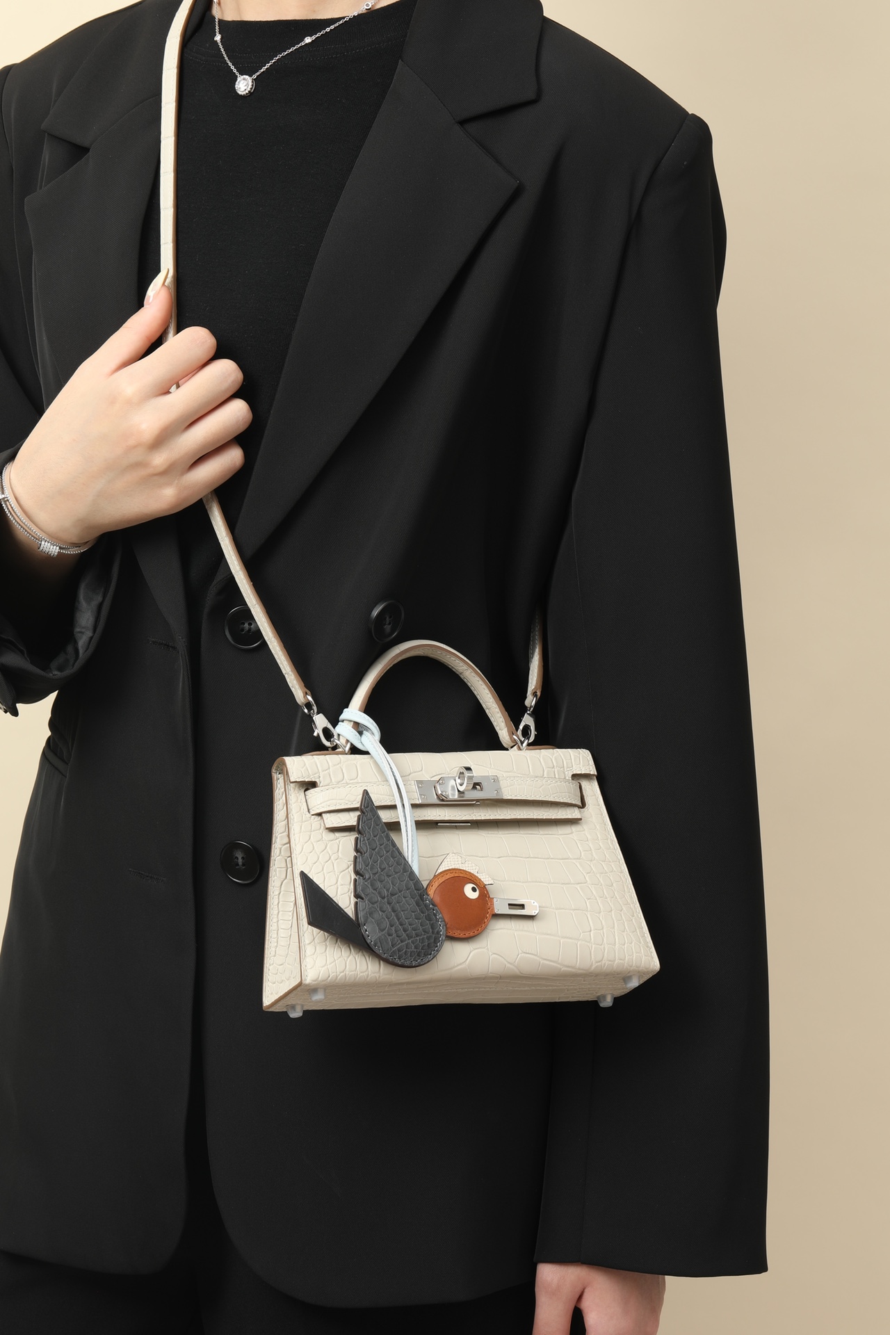 Crocodile skin Mini Kelly #8L Beton