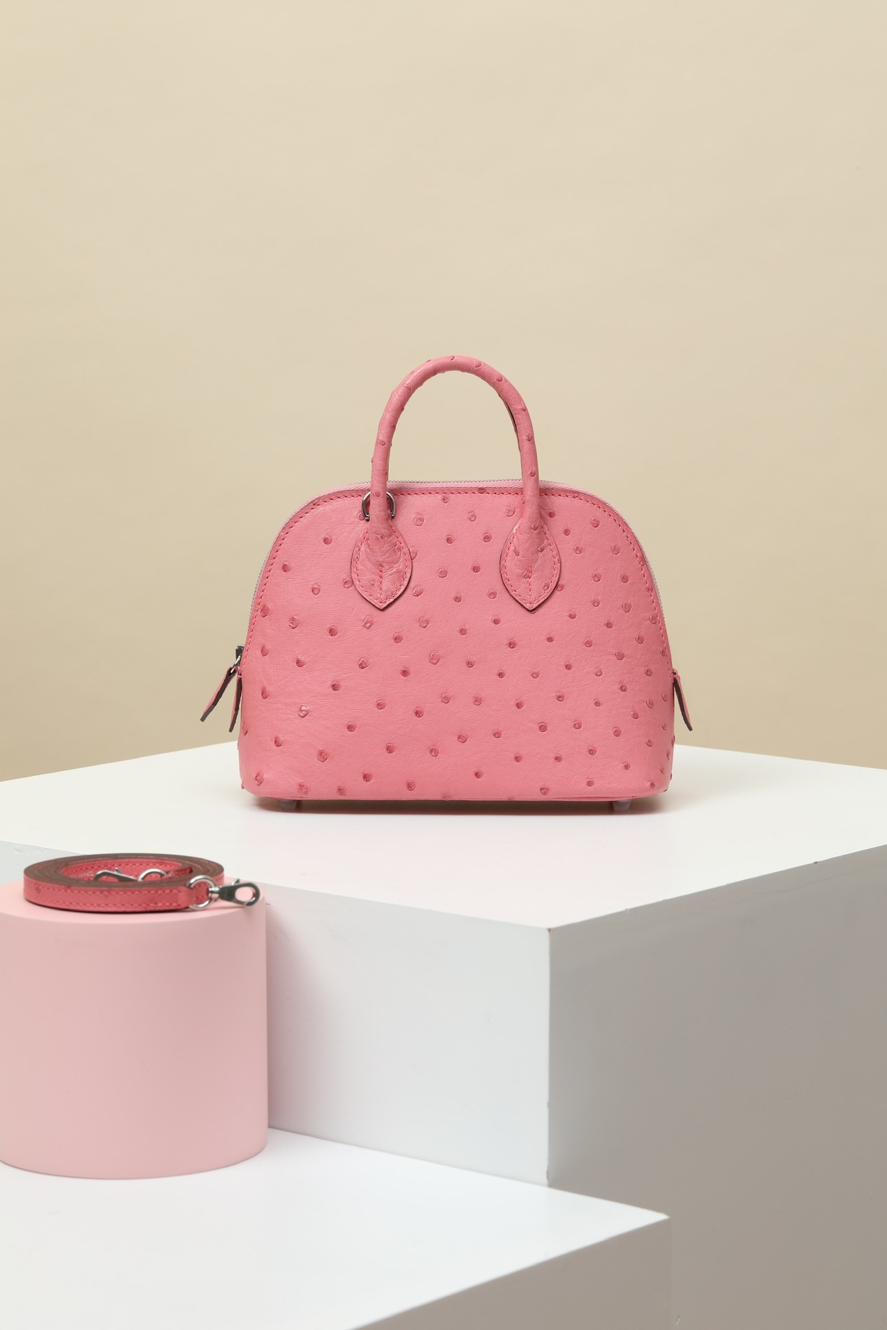 Ostrich skin Bolied #L4 Fuchsia pink 18cm