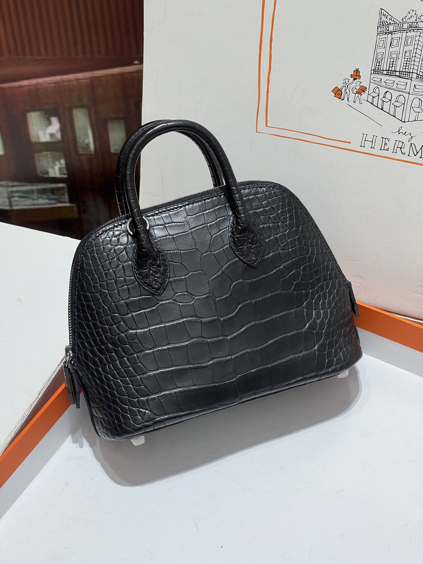Crocodile skin Bolied #89 Noir 18-25cm