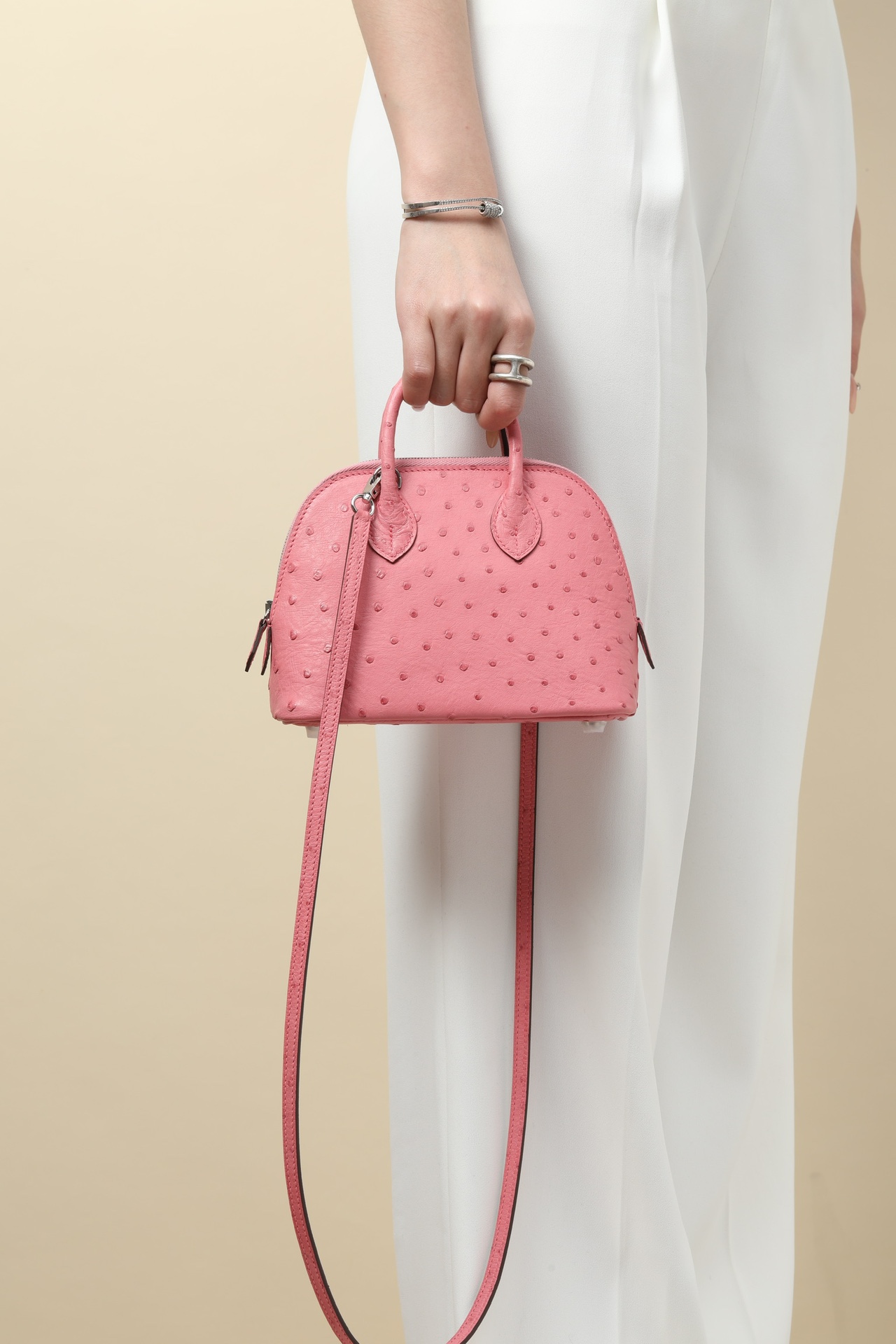 Ostrich skin Bolied #L4 Fuchsia pink 18cm