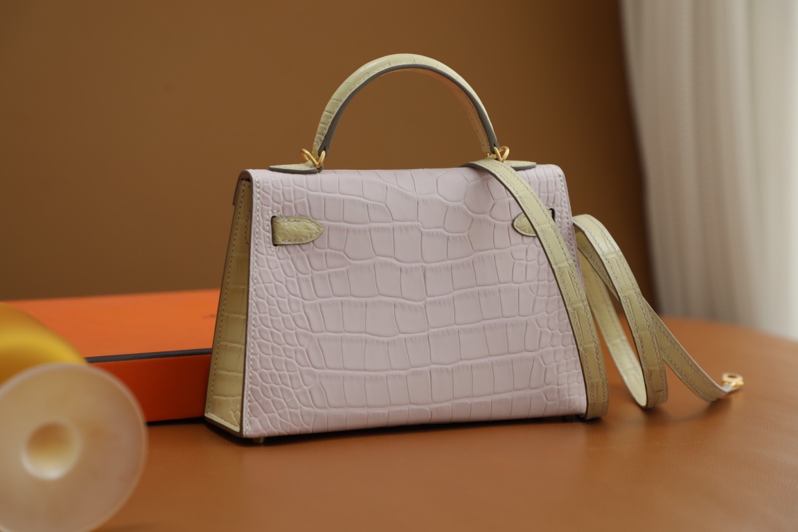 Crocodile skin Mini Kelly color blocking