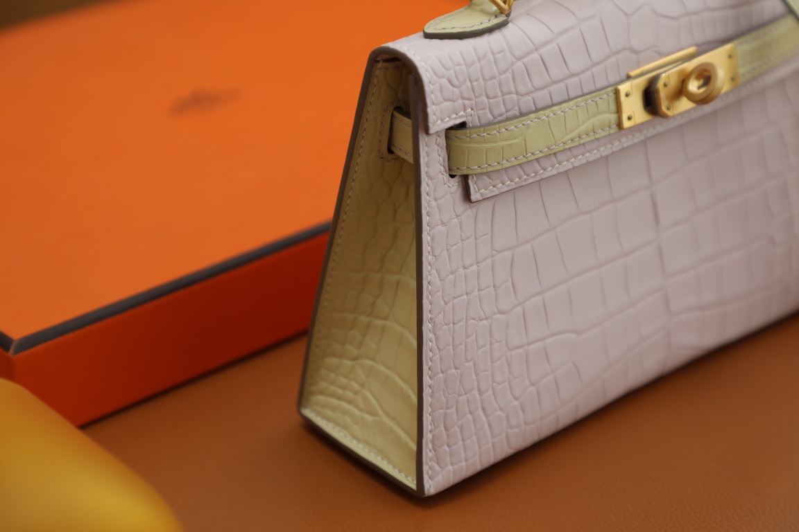 Crocodile skin Mini Kelly color blocking