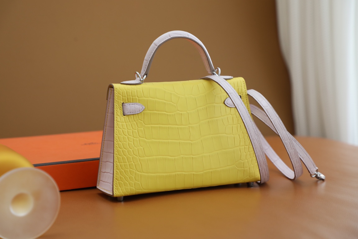 Crocodile skin Mini Kelly color blocking
