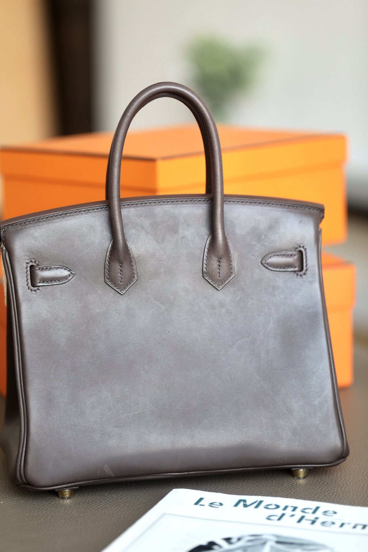 Hermes Birkin #46 Ebene 25-35cm Barenia Faubourg