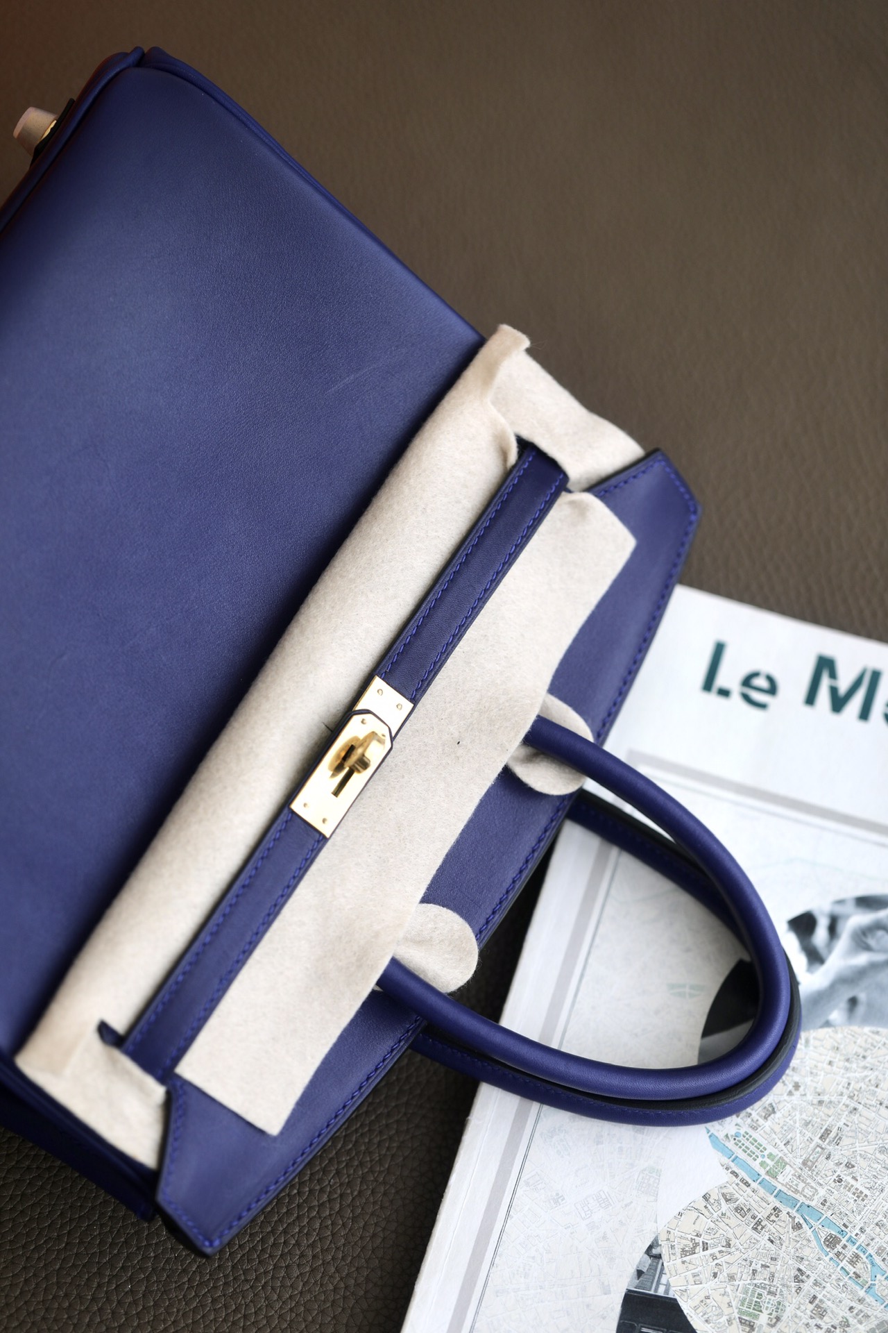 Hermes Birkin #V17 Blue Zellige 25-35cm Barenia Faubourg