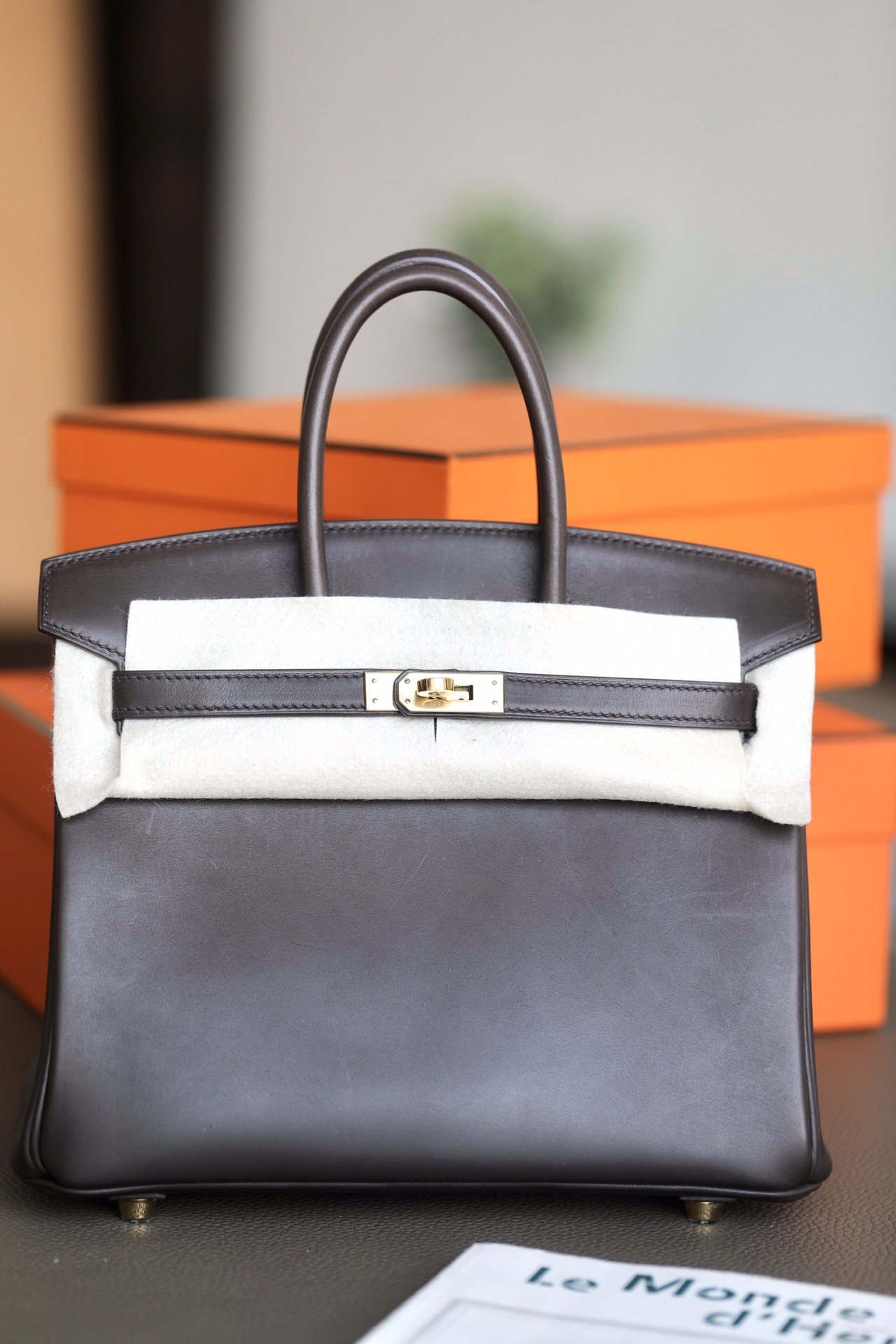 Hermes Birkin #46 Ebene 25-35cm Barenia Faubourg