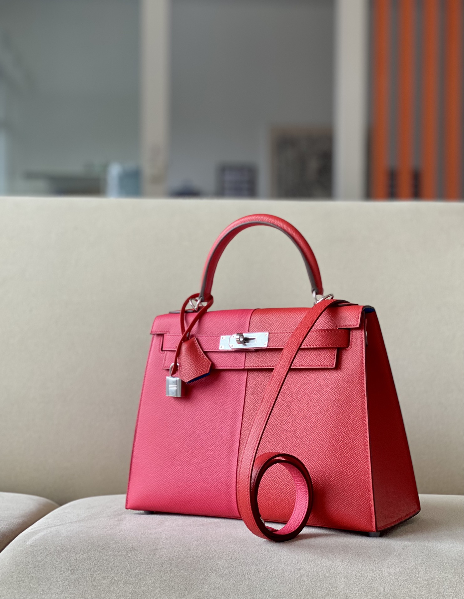 Hermes Kelly Color blocking  25-28cm Epsom Sellier