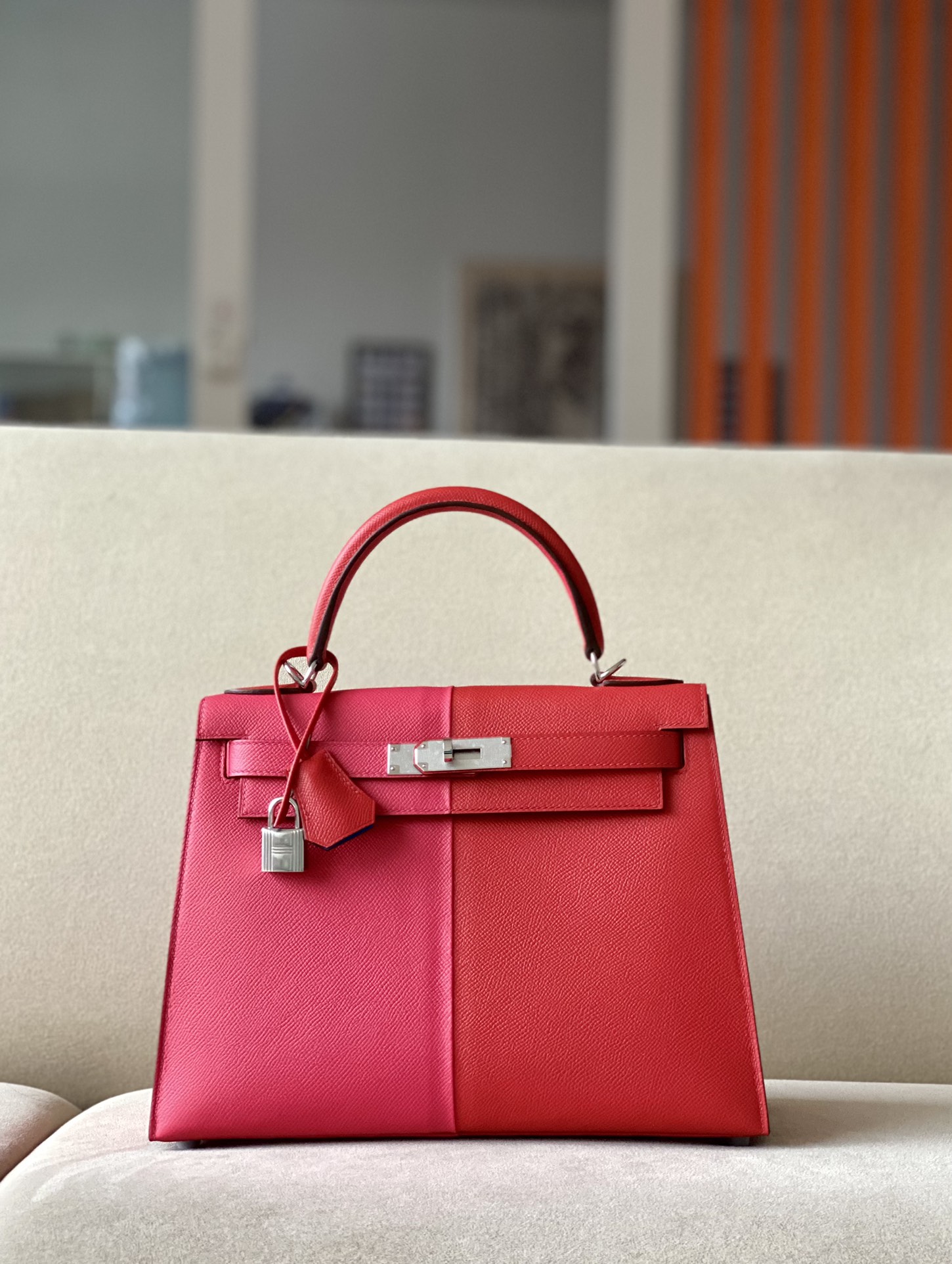 Hermes Kelly Color blocking  25-28cm Epsom Sellier